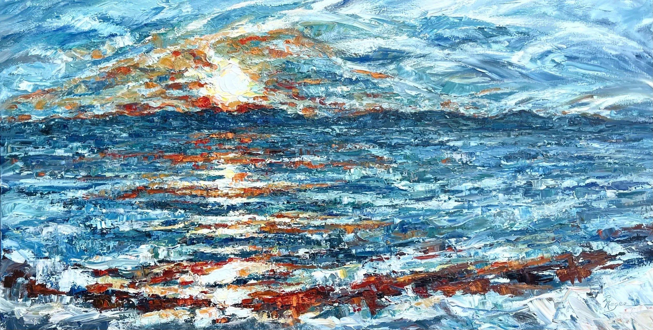 "Sunrise on the Beach" # 526.  36x68  SOLD