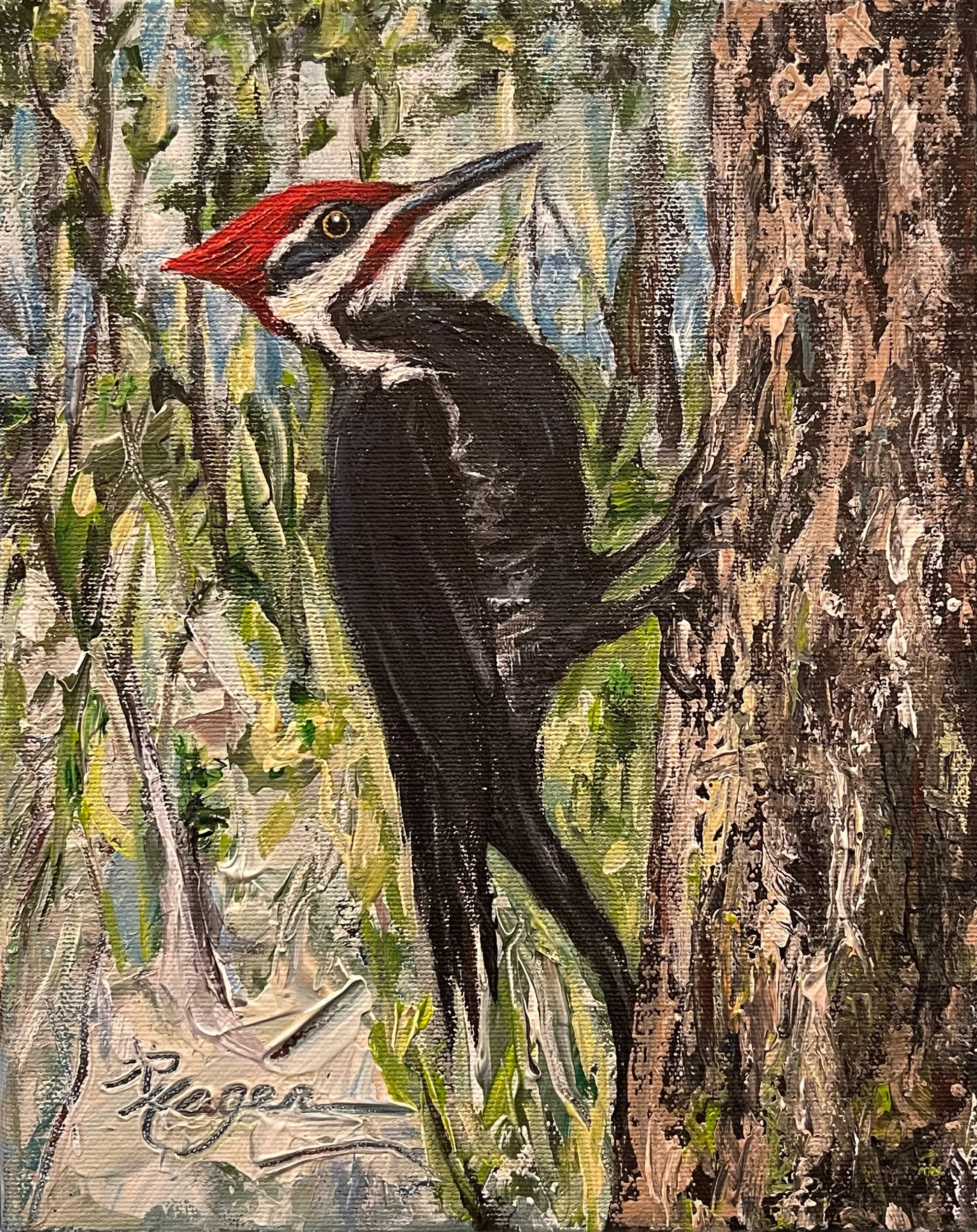 "Male Pileated Woodpecker" #455    SOLD
