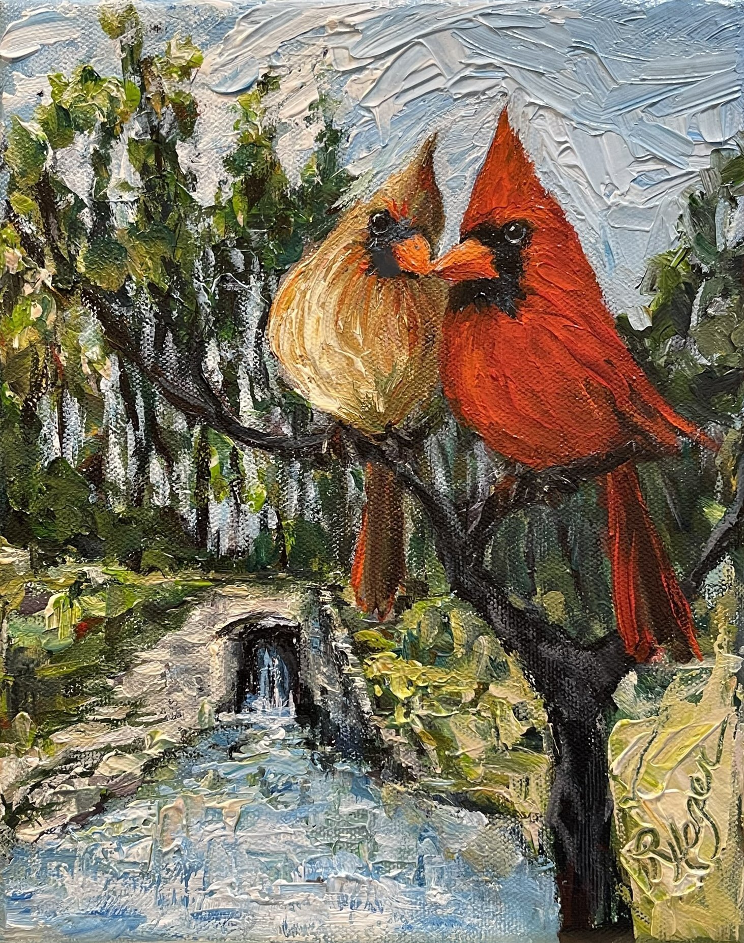 #567 Cardinals at the Aqueduct    SOLD