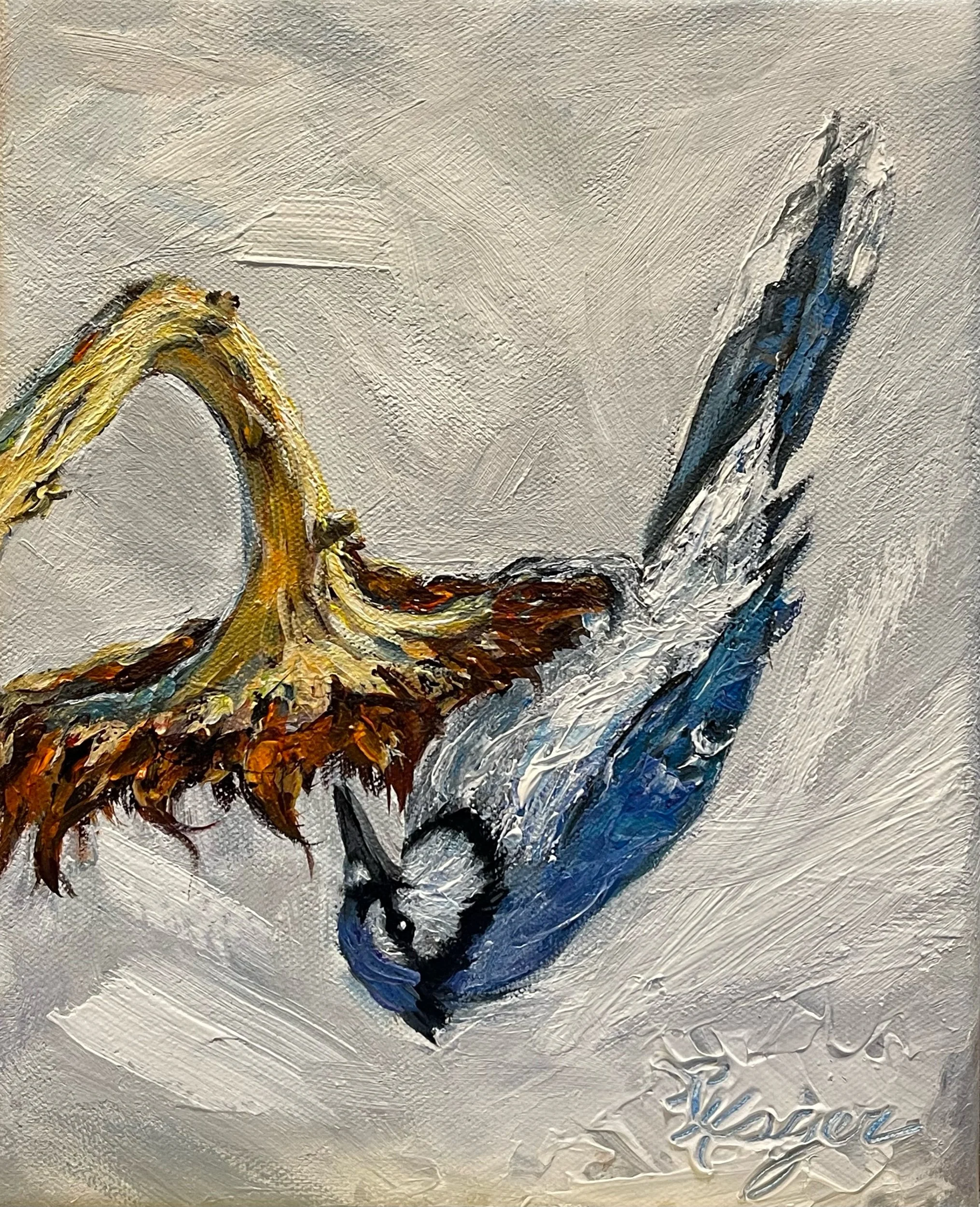 "Blue Jay on Sunflower" #550.  SOLD