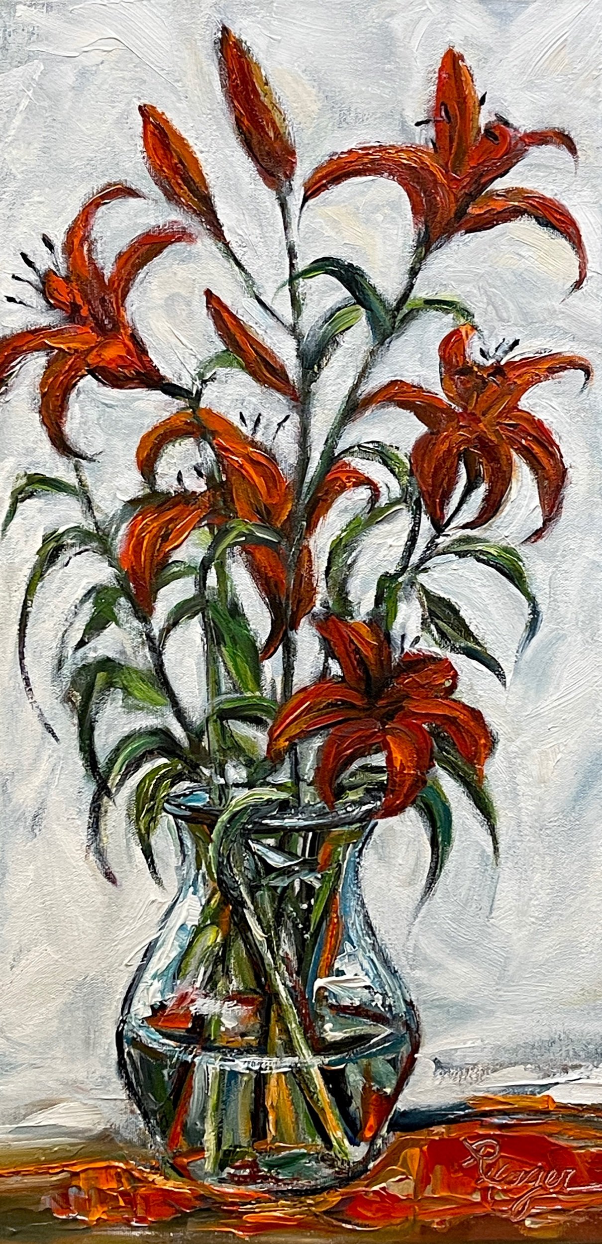 "Red Lilies"#606.  Available  $390