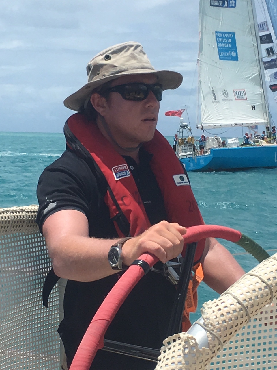 Matt on the helm - parade of sails