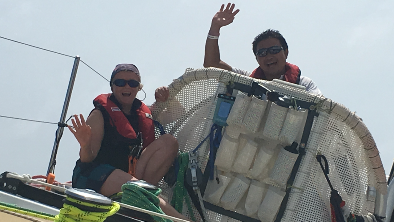 Judith and Han enjoying campaign sailing