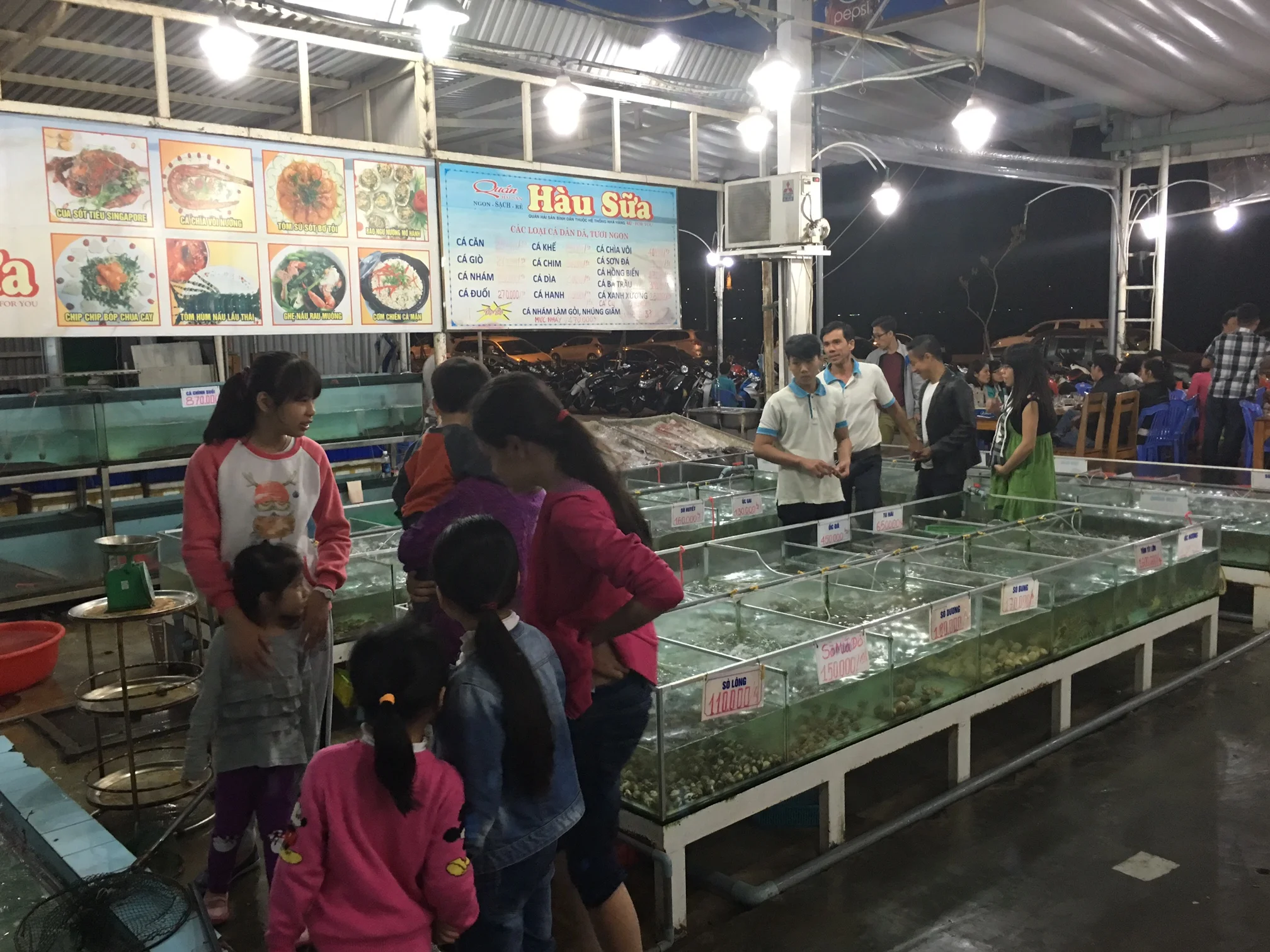 Fresh seafood restaurant at the beach