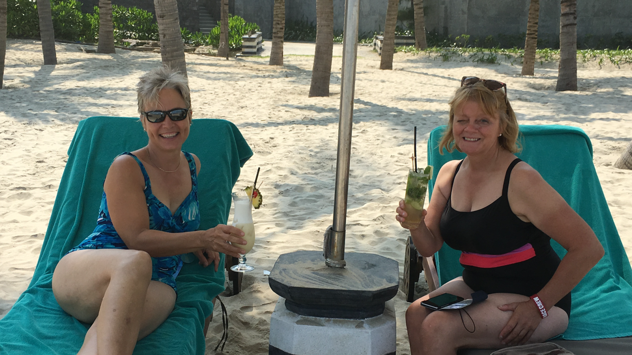 Lynn and Judith at the beach in DaNang