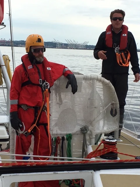 Matt briefs the crew about MOB procedures