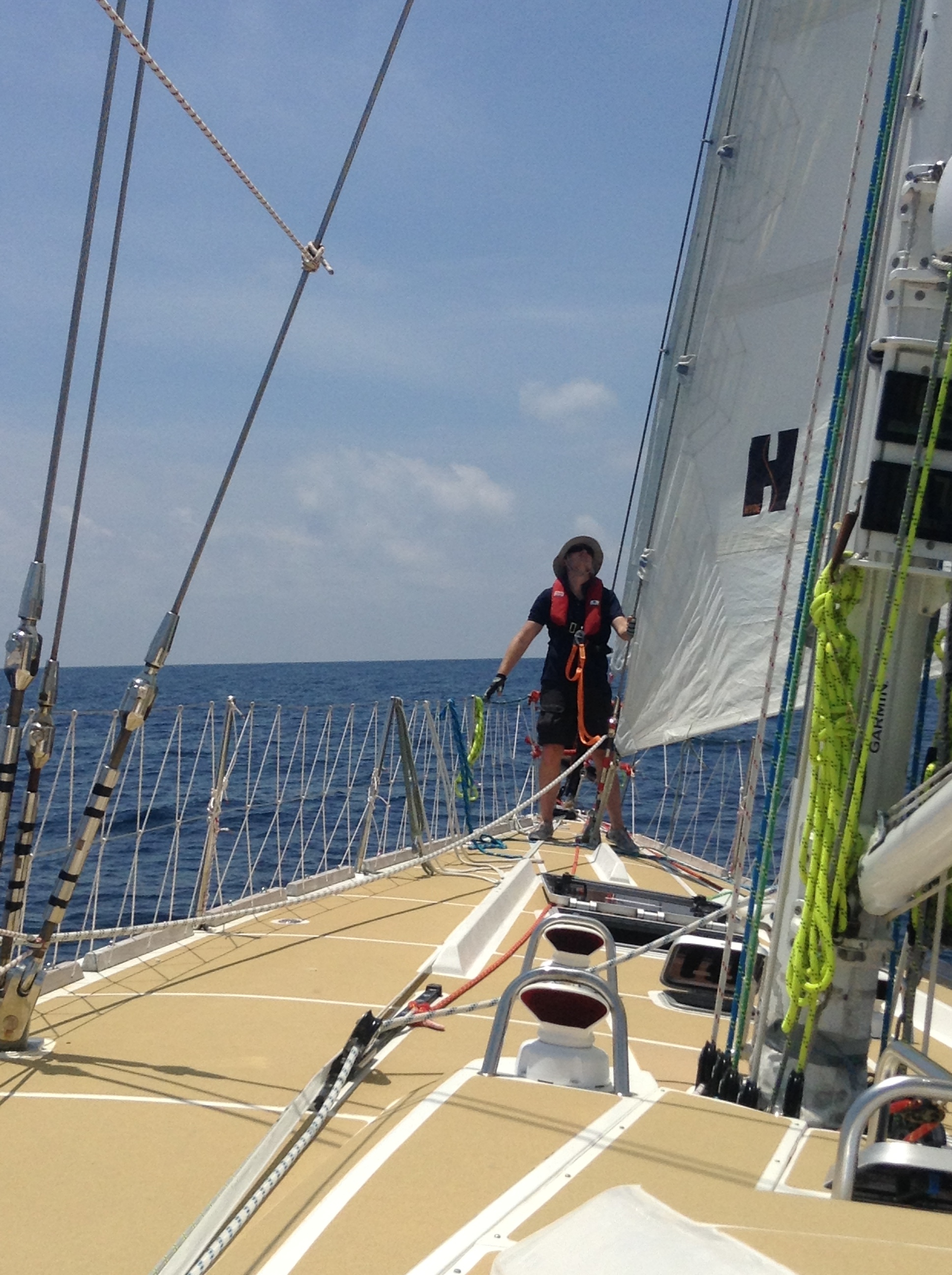 John checking sail trim
