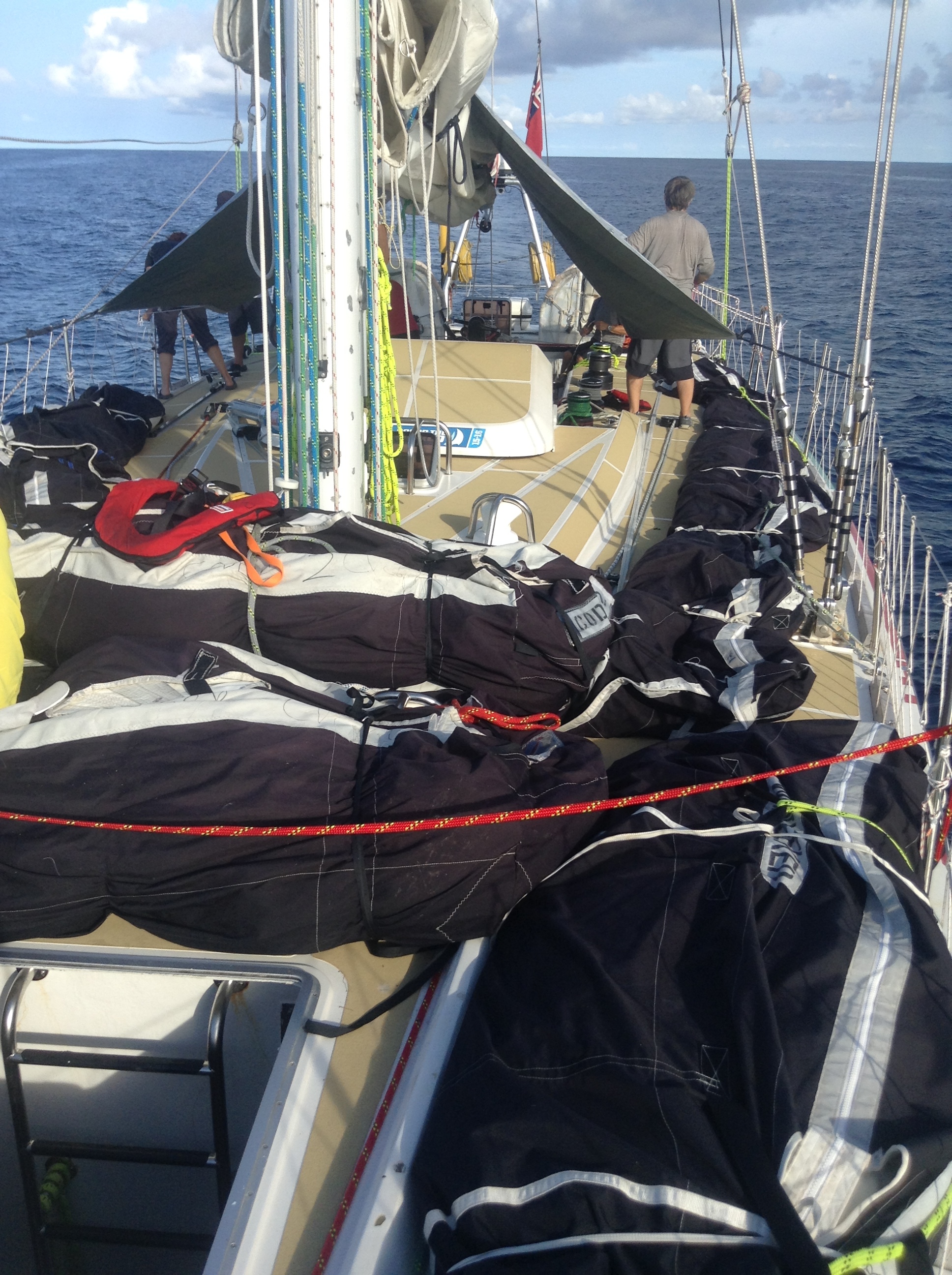 All sails in bags on deck for inspection