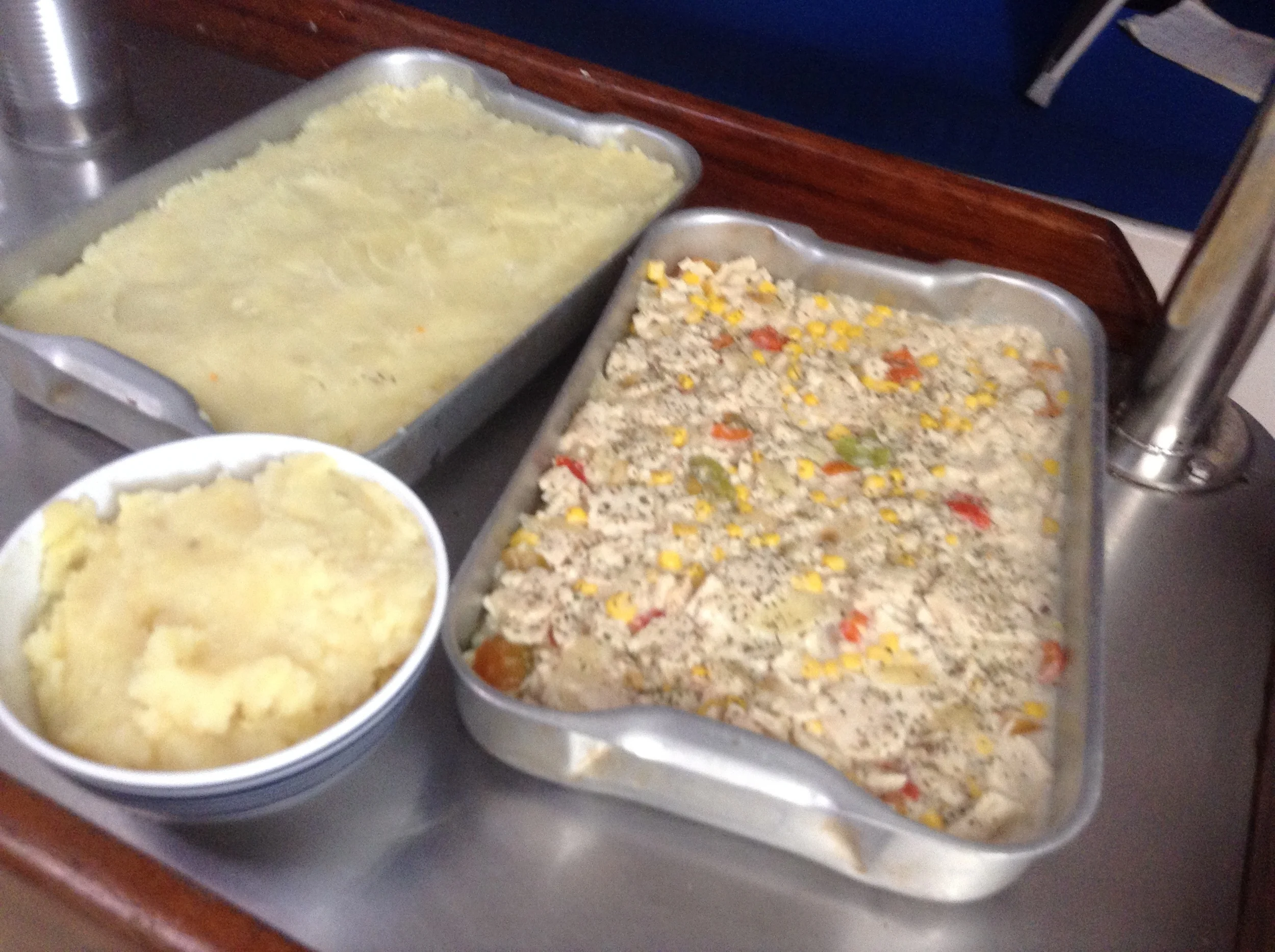 Prepping 2 chicken pot pies - one per watch