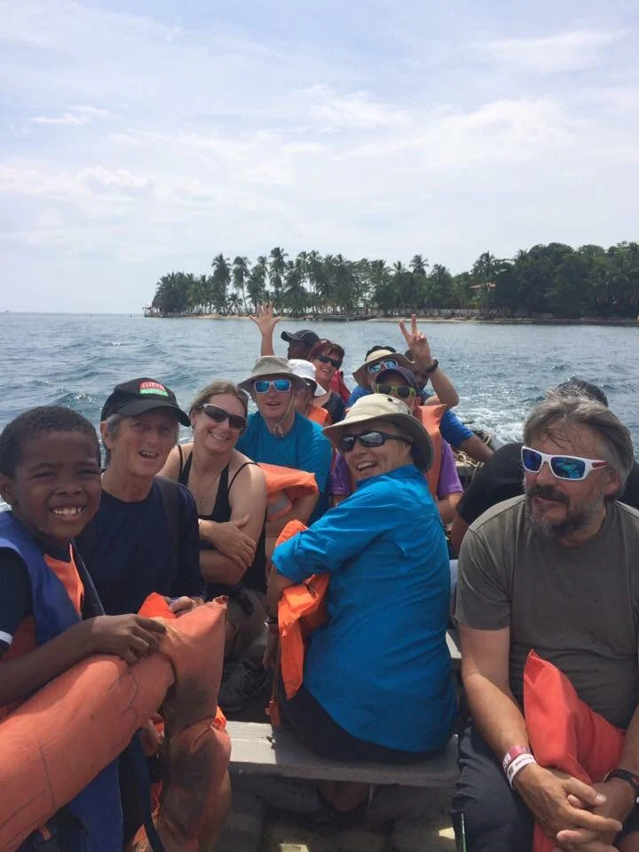 We piled into a motor launch to get to Isla Grande for some lunch. Photo credit: Sean Lee