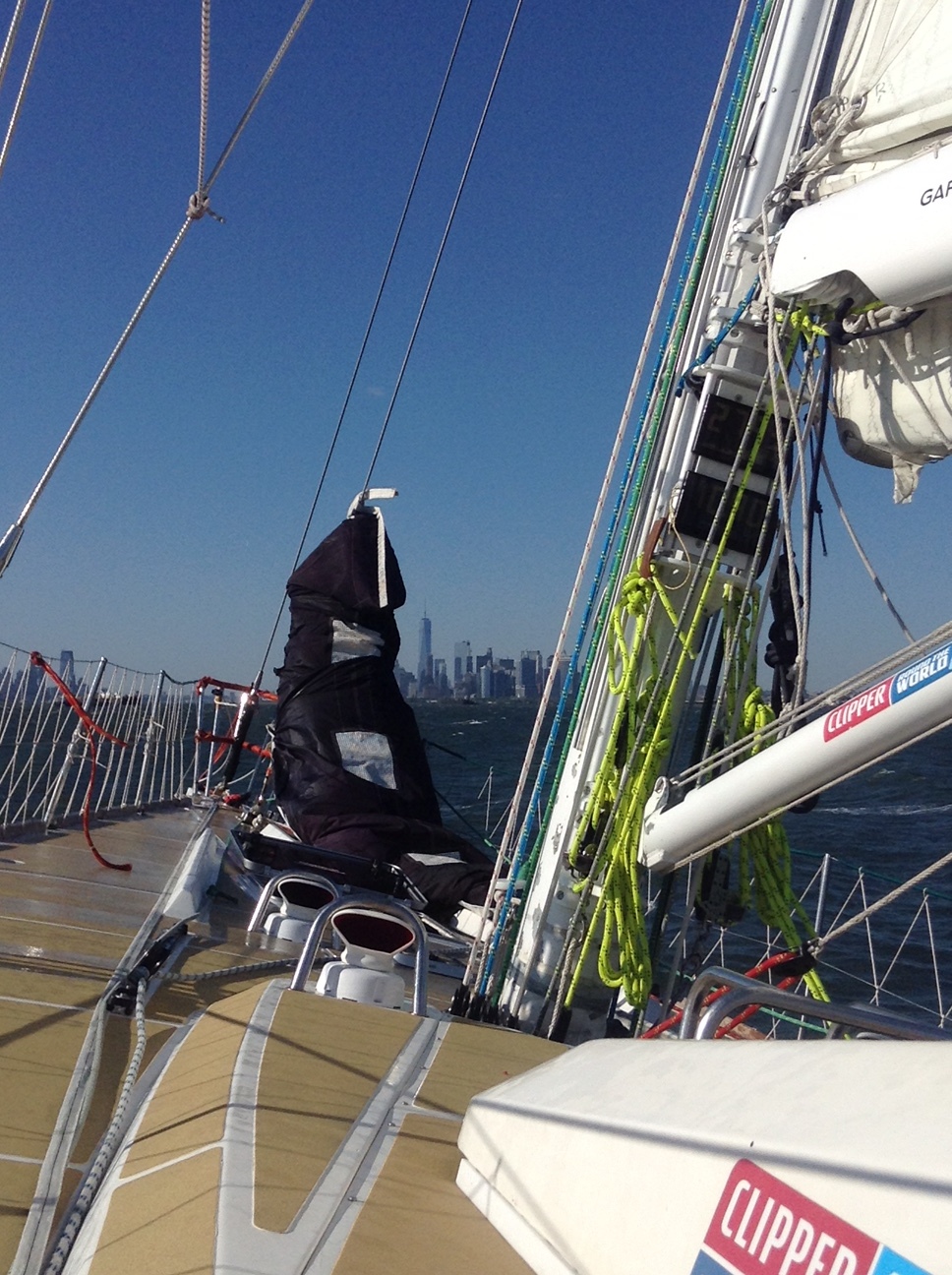 Staysail yanked but bagged, prepped for arrival NYC