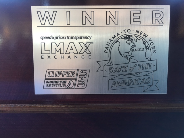 Plaque on Race 11 trophy