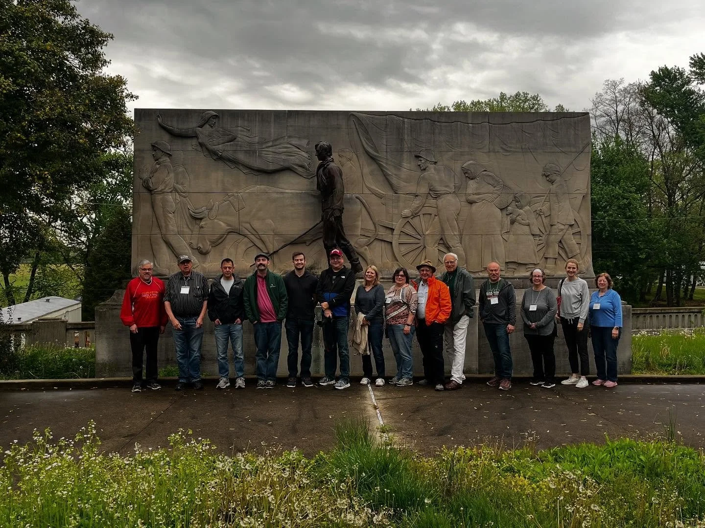 On the first stop of our 2025 annual field trip our geographers visited the Lincoln Trail Memorial. The Lincoln Trail Memorial marks the location where, according to tradition, Abraham Lincoln entered Illinois with his family in early March of
1830.