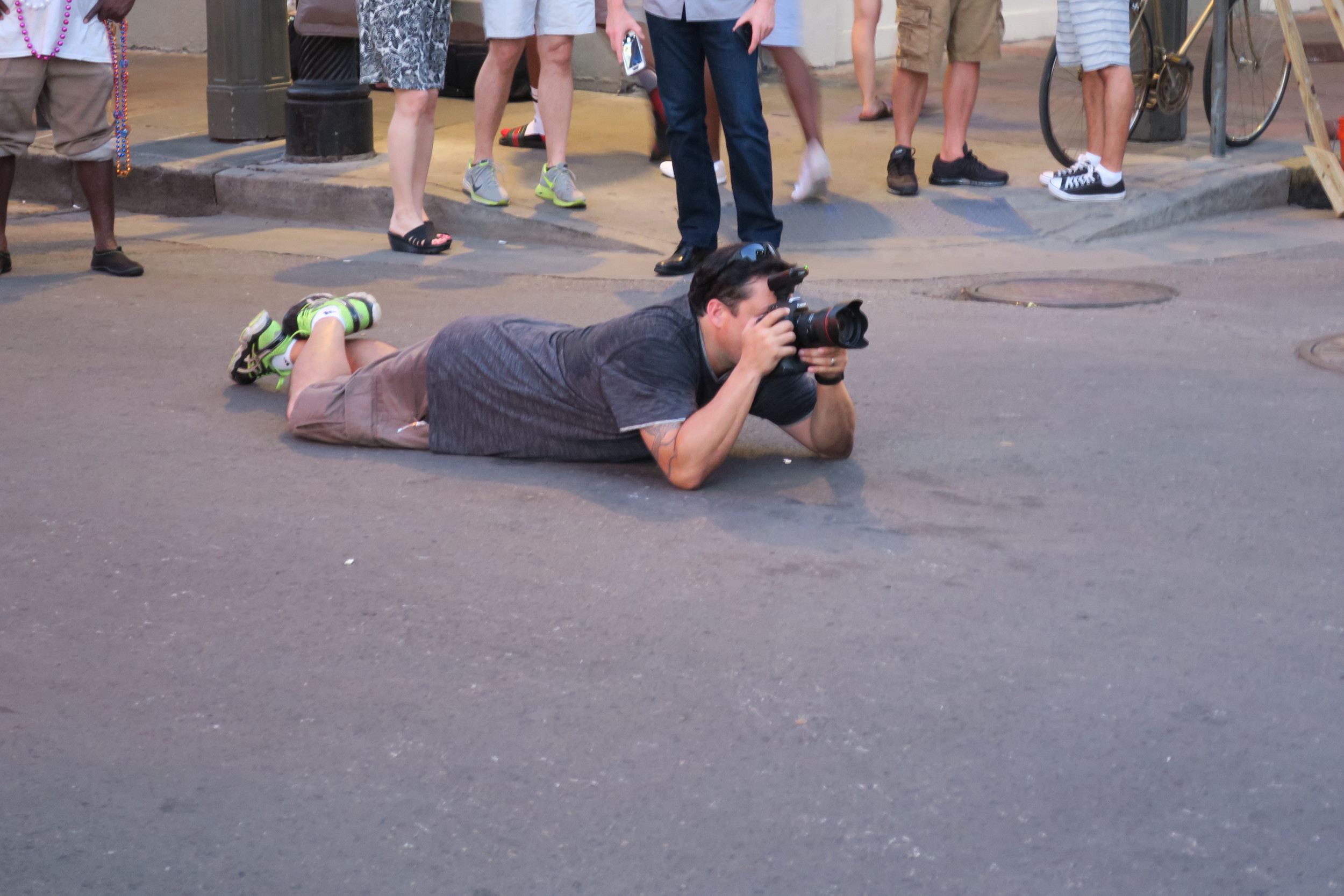 How many other folks would actually lay down in the middle of Bourbon Street? I really needed a shower when we were done with THIS session!