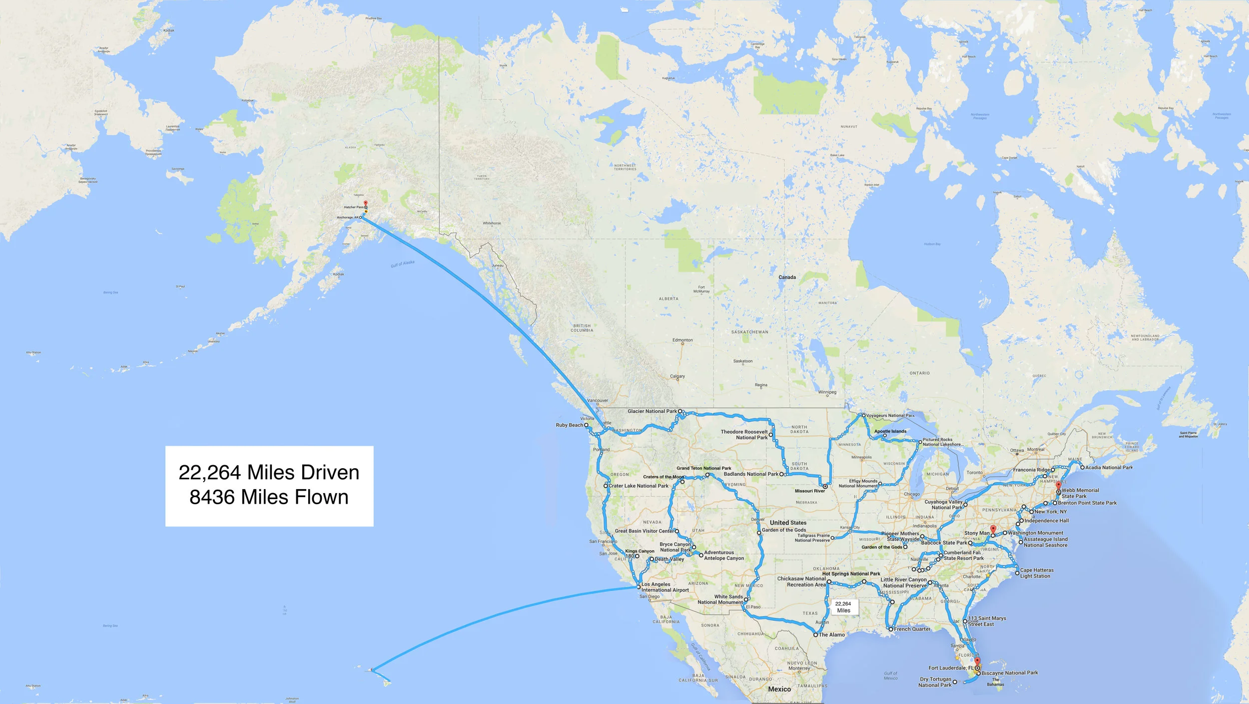 The route for Dance Across the USA