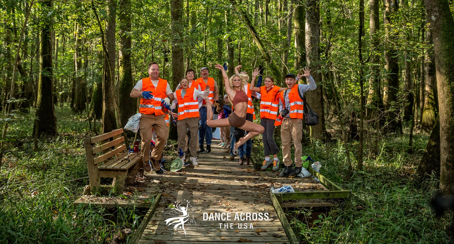 We were at Congaree NP on National Public Lands Day, Sept 24th! Volunteers from all over cam to help do a trail cleanup, and they wanted to get in on the action with Dance Across the USA. Thanks folks!