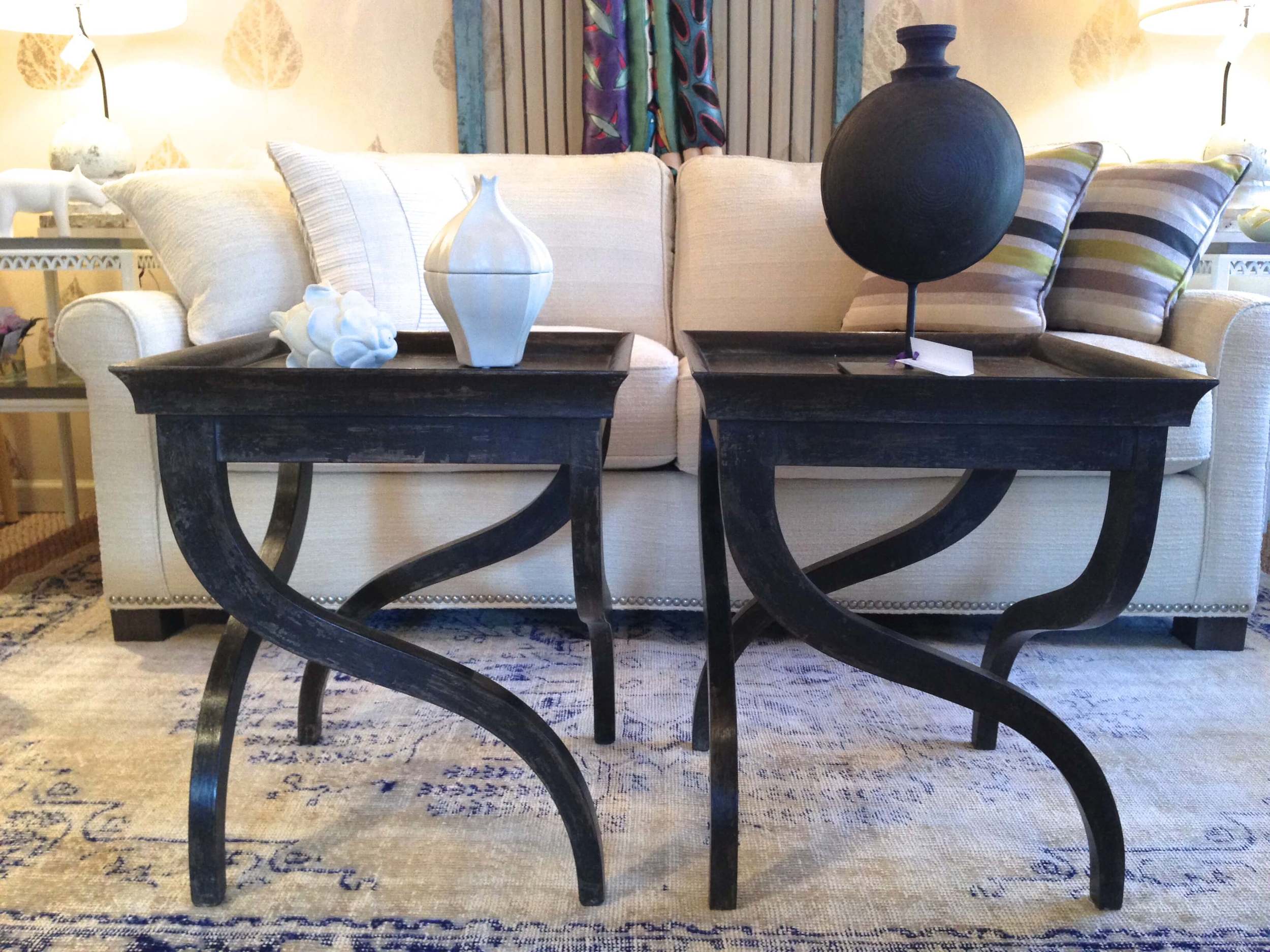 Black curved leg accent tables