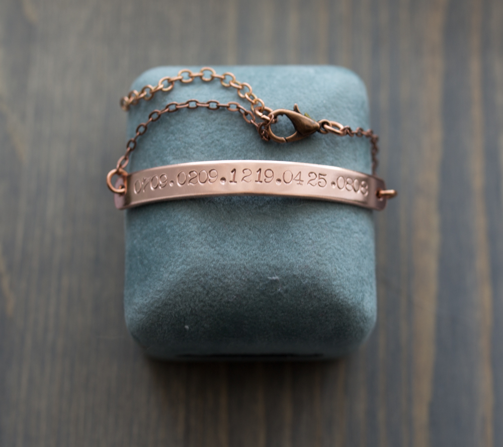 Custom date stamped bracelet