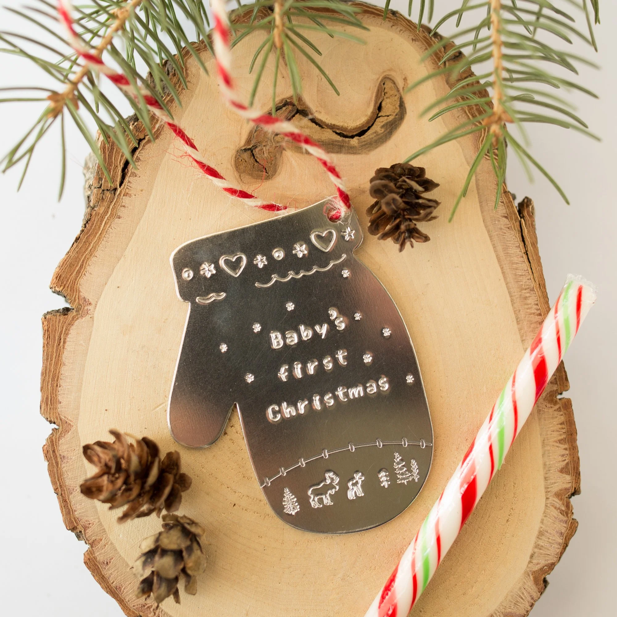 Custom Stamped Aluminium Mitten Ornament
