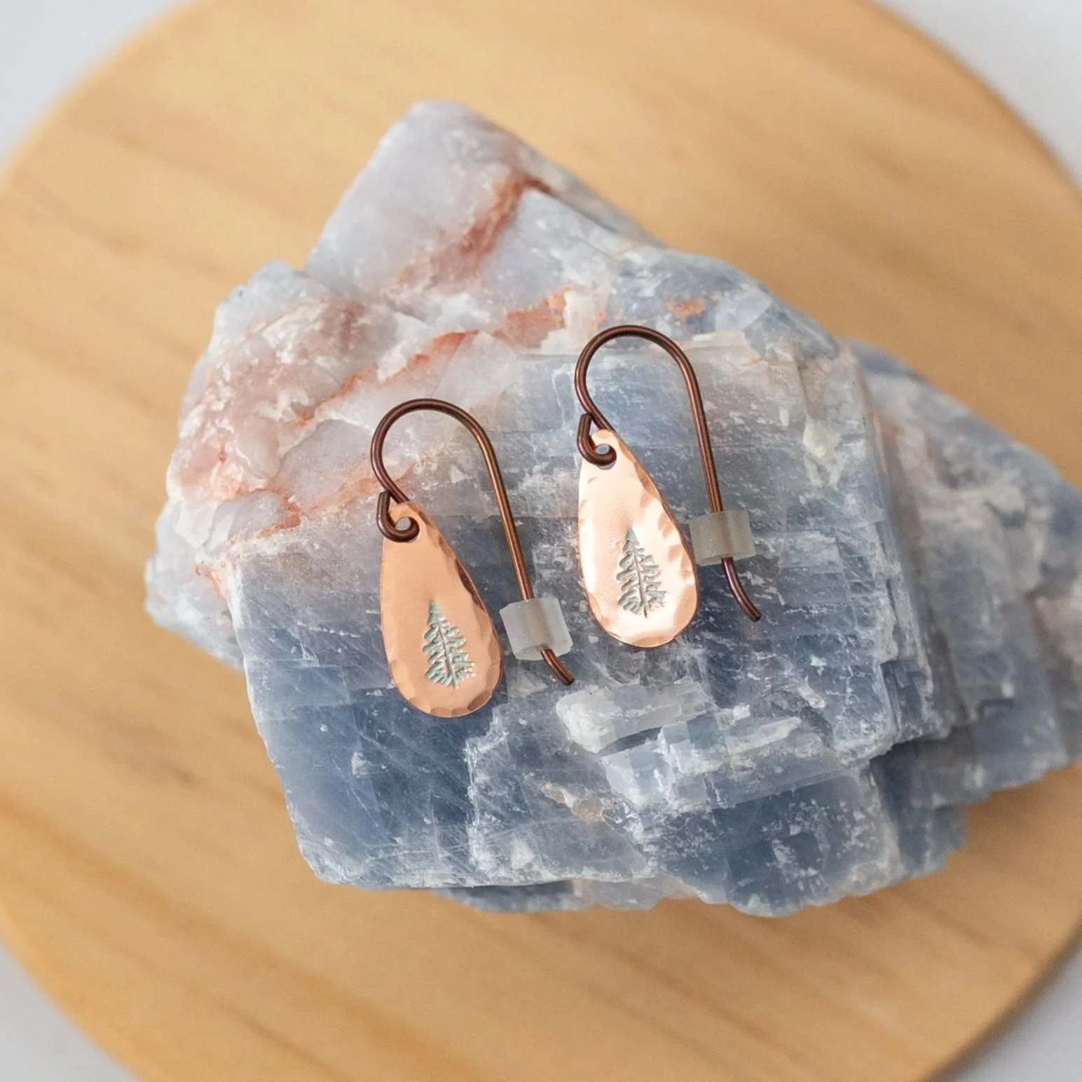 Hammered Spruce Drop Earrings