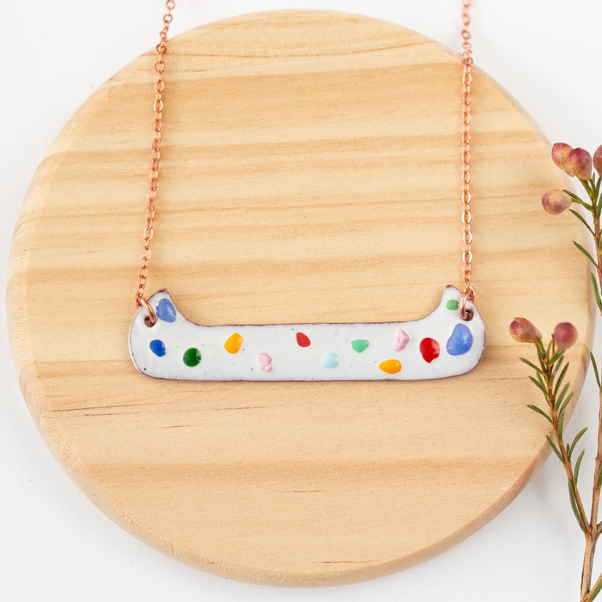 Canoe Copper Enamel Necklace