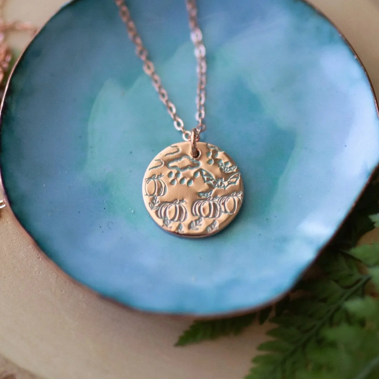 Pumpkin Scene Stamped Necklace