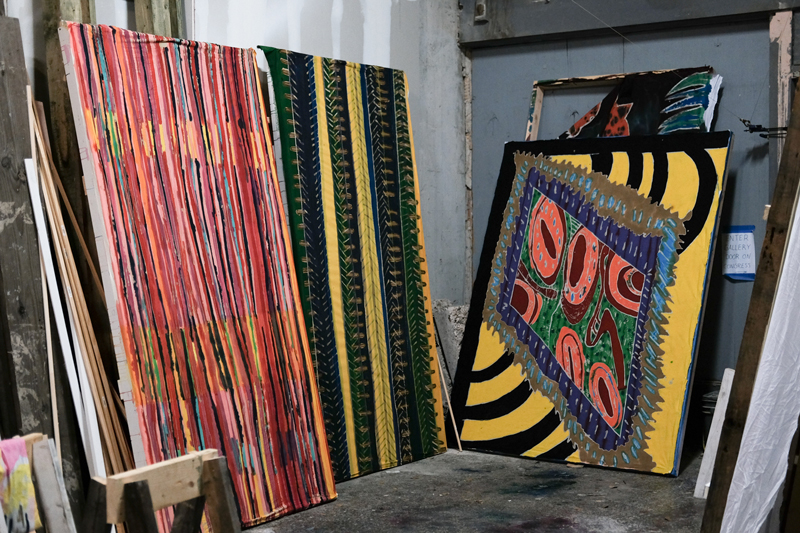 DEMOGallery's back space filled with giant pieces drying out