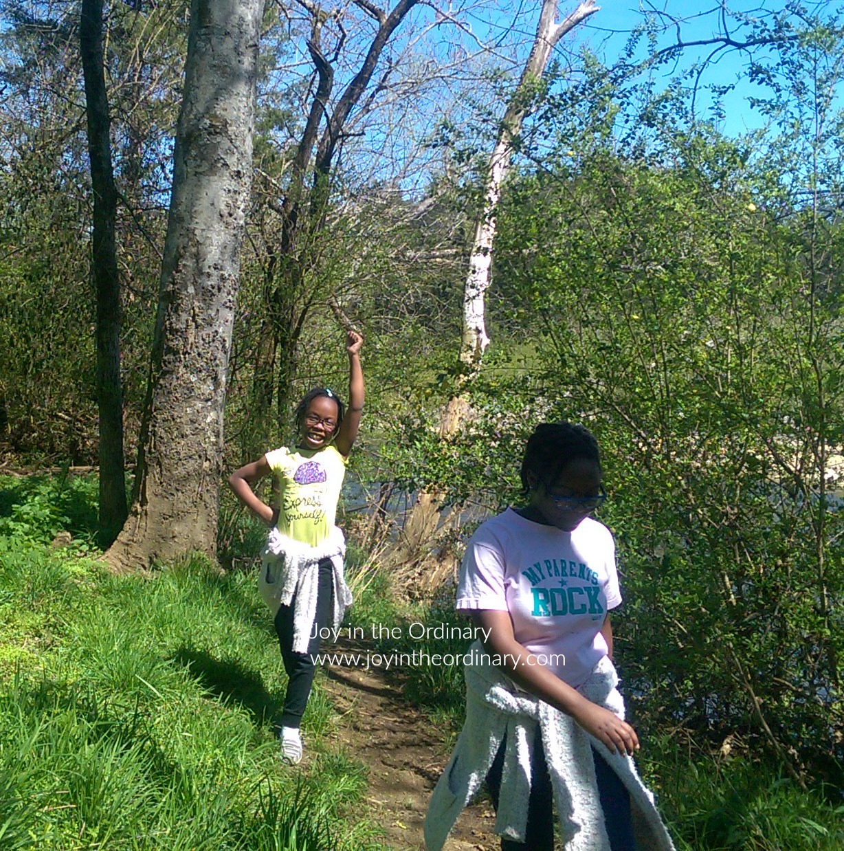 Daughters exploring one of our local trails