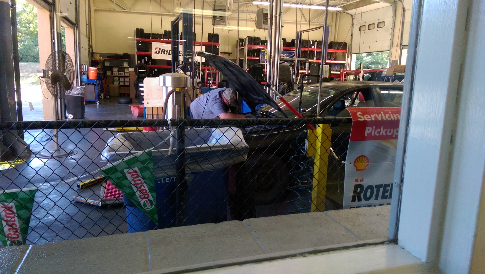Betsy getting her oil filter changed.