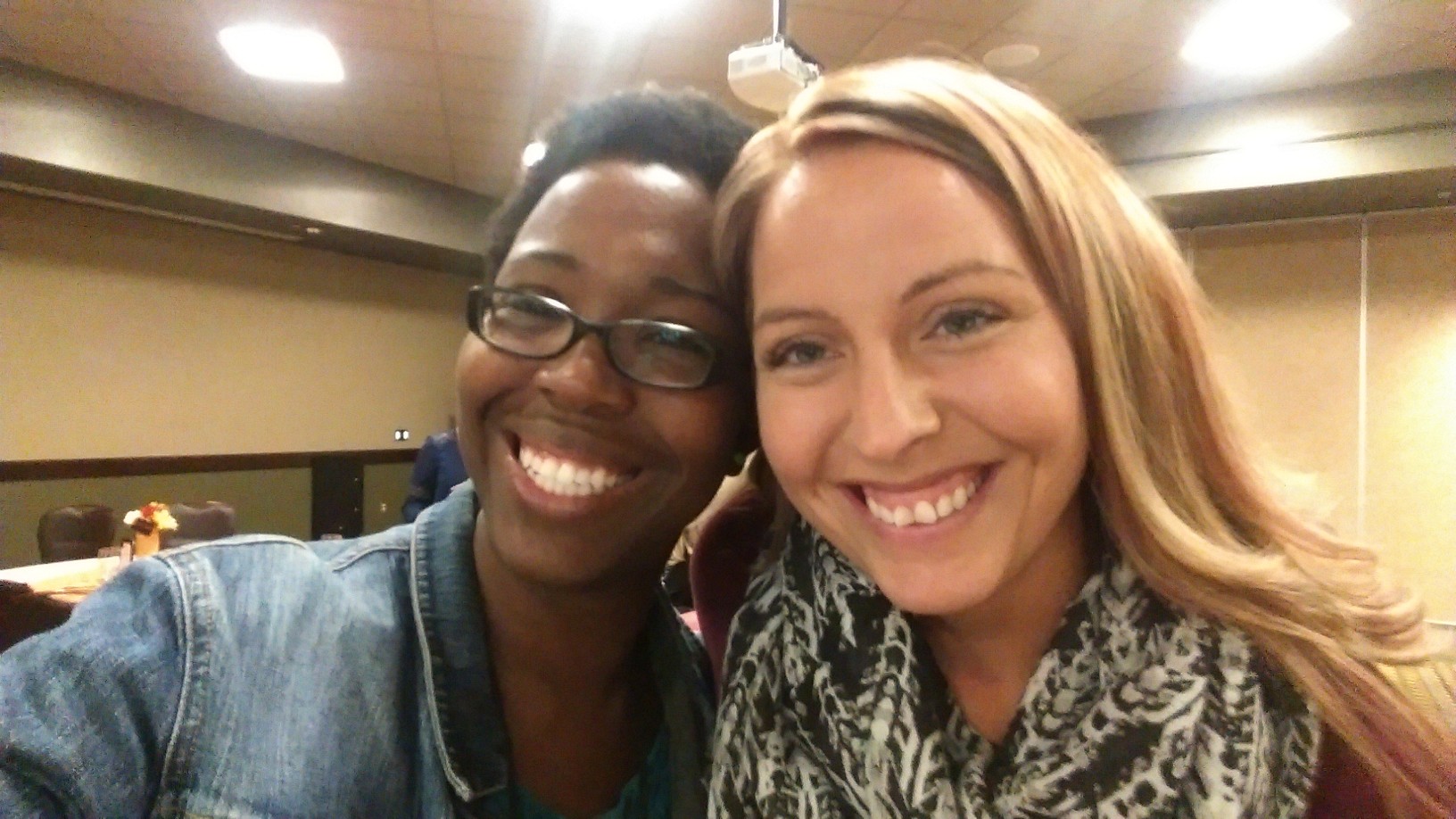 Waiting for the keynote, Carlisha Williams, with Forest Rose from Kingdom First Homeschool