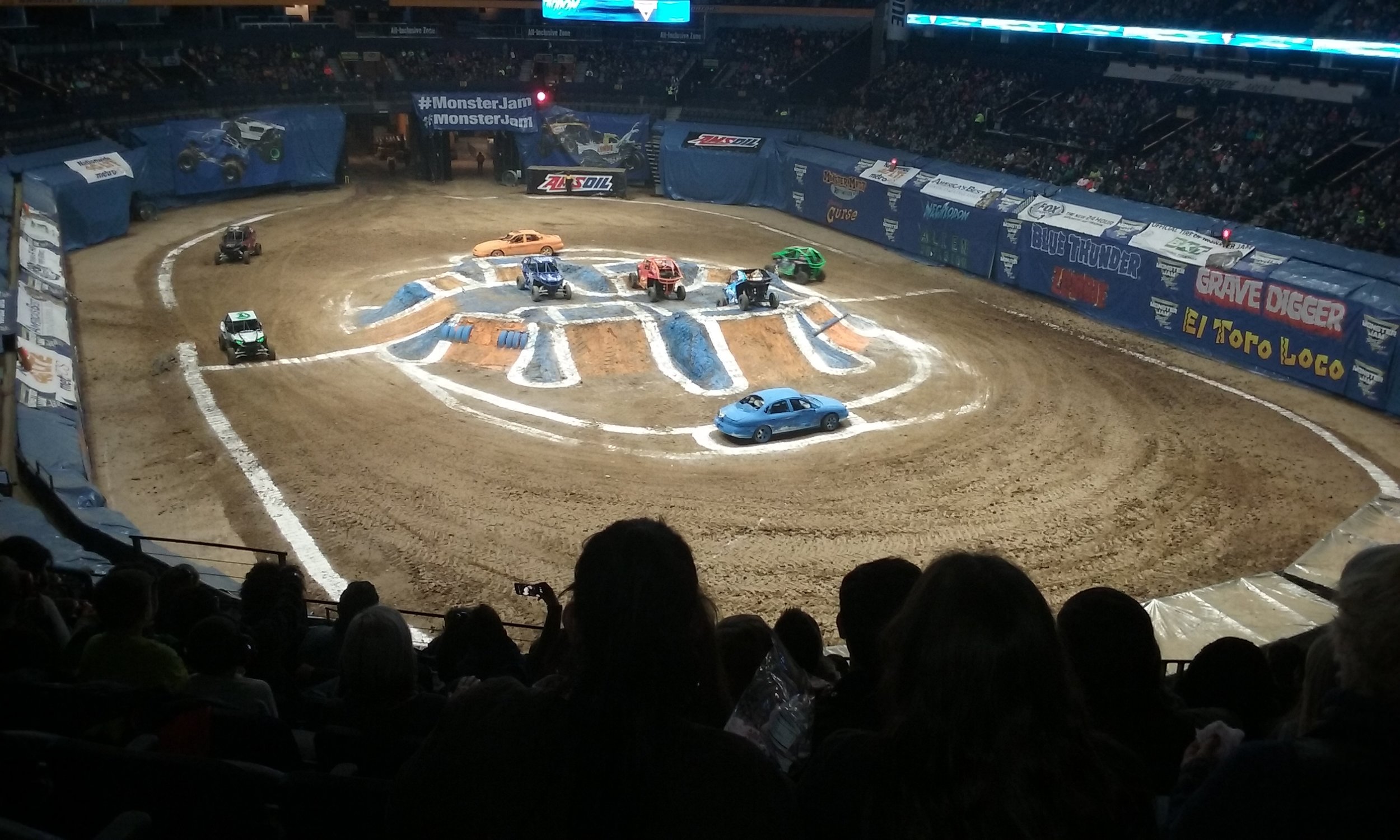 They not only race monster trucks, but they also race speedsters.