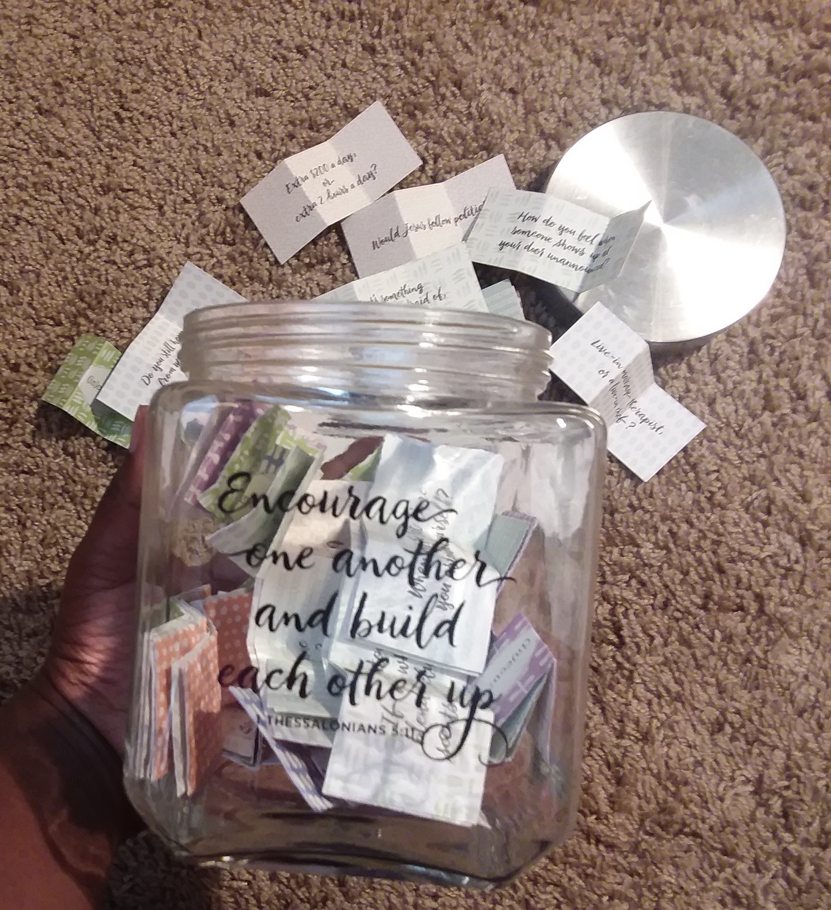 Not sure what to talk about with your friends? Consider this Conversation Starters Jar from (in)courage and DaySpring. 