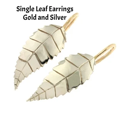 Single leaf earring ss and gold.jpg