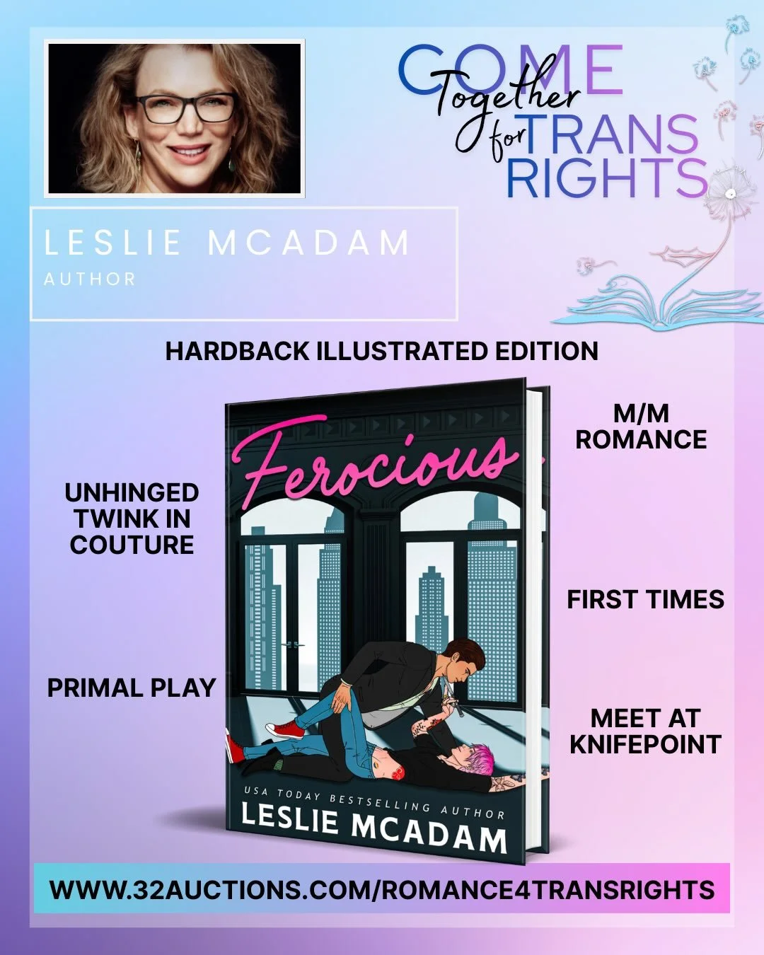 I&rsquo;ve donated two lots to the HUGE Come together for trans rights auction, which is going on right now! There are 269 lots! Please help this amazing cause. https://www.32auctions.com/Romance4TransRights
