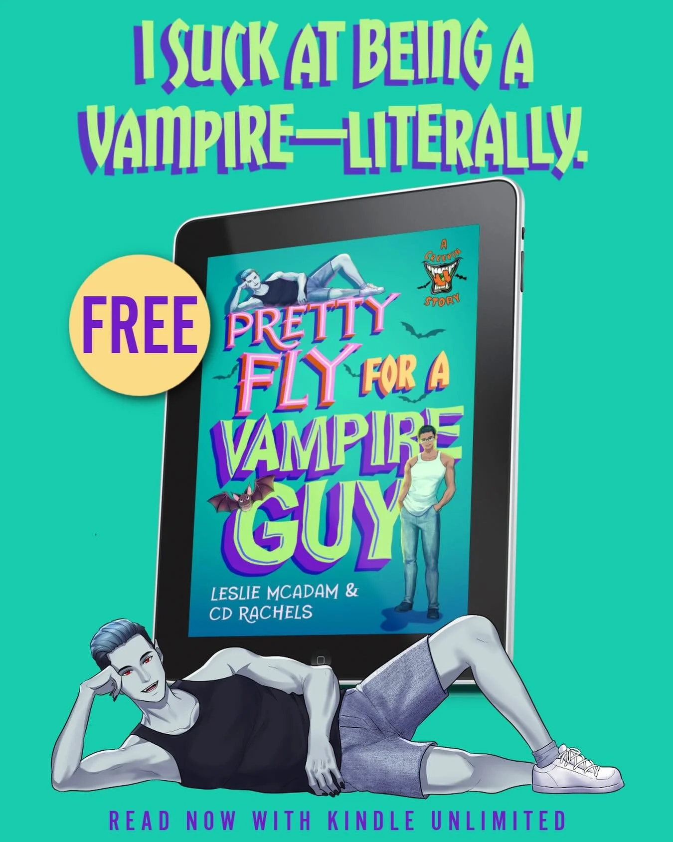 To celebrate Pretty Fly for a Vampire Guy being in audio, @cdrachels and I put the book up for f*r*e*e  https://www.lesliemcadamauthor.com/pretty-fly-for-a-vampire-guy

Have fun listening!!