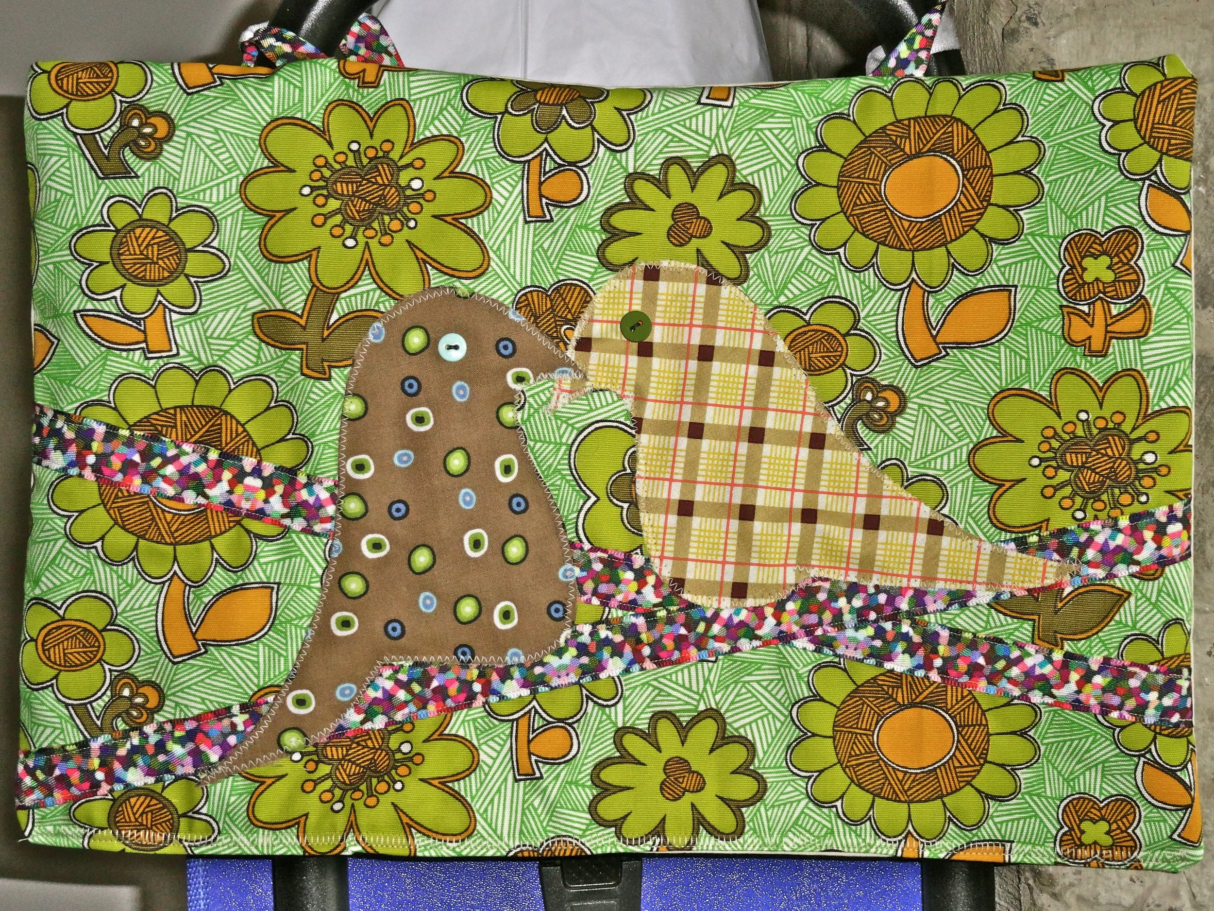 Lovebirds created with Vintage fabric