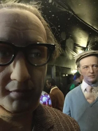 Creepy Woody Allen with wing-man Bing Crosby, at a museum to remain nameless