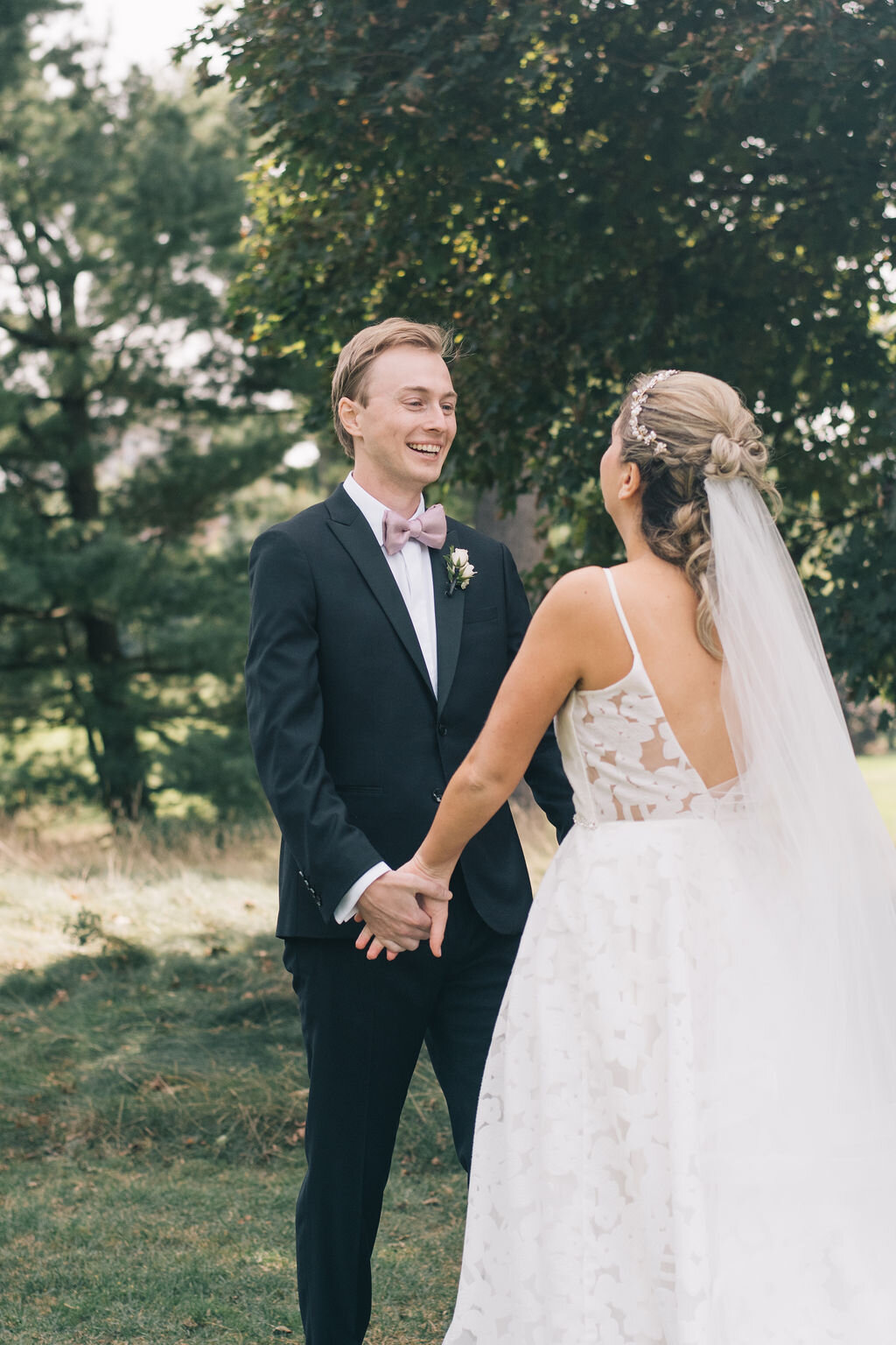 Groom's emotional reaction to seeing his bride on their Toronto Golf Club wedding day photographed by Toronto Wedding Photographers, Ugo Photography