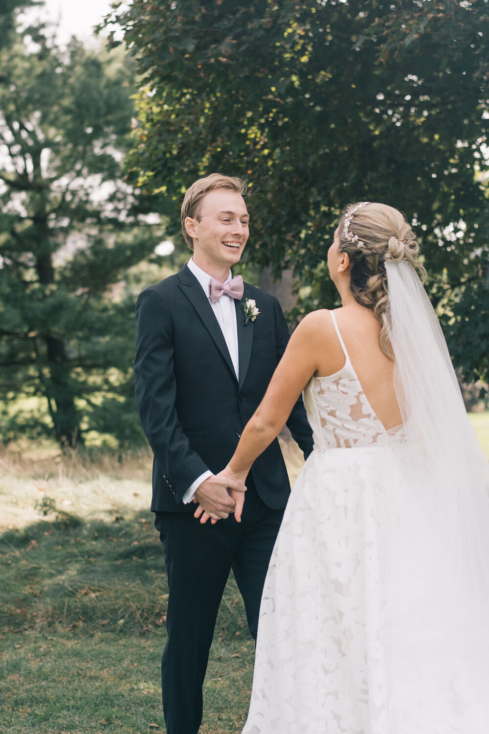 Groom's emotional reaction to seeing his bride on their Toronto Golf Club wedding day photographed by Toronto Wedding Photographers, Ugo Photography