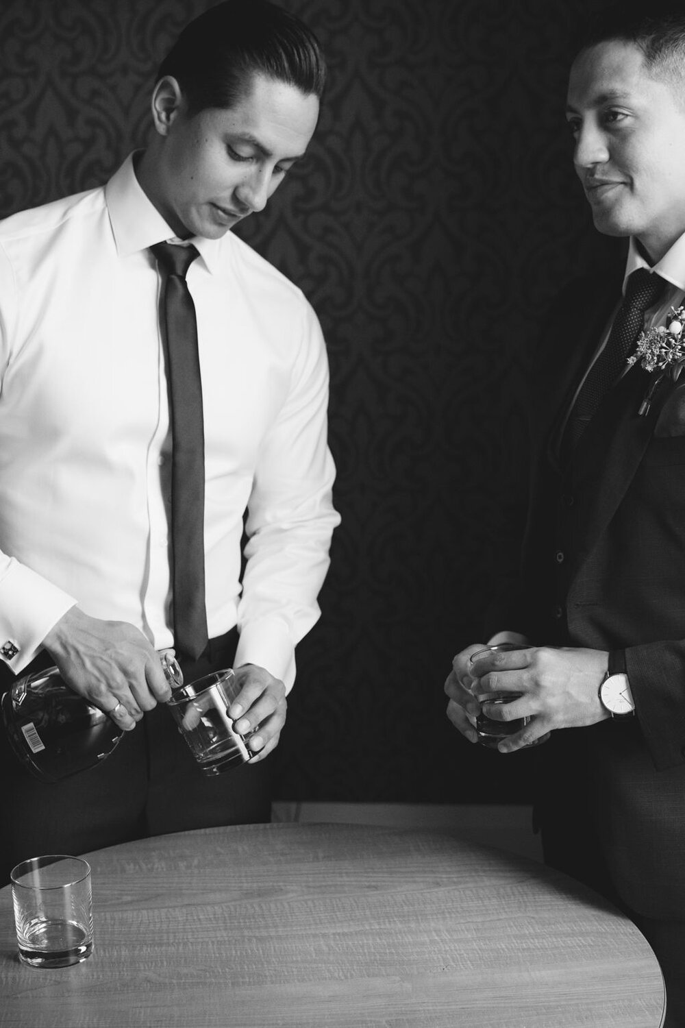 Groom's Celebratory Drink before his Wedding at Cambridge Mill