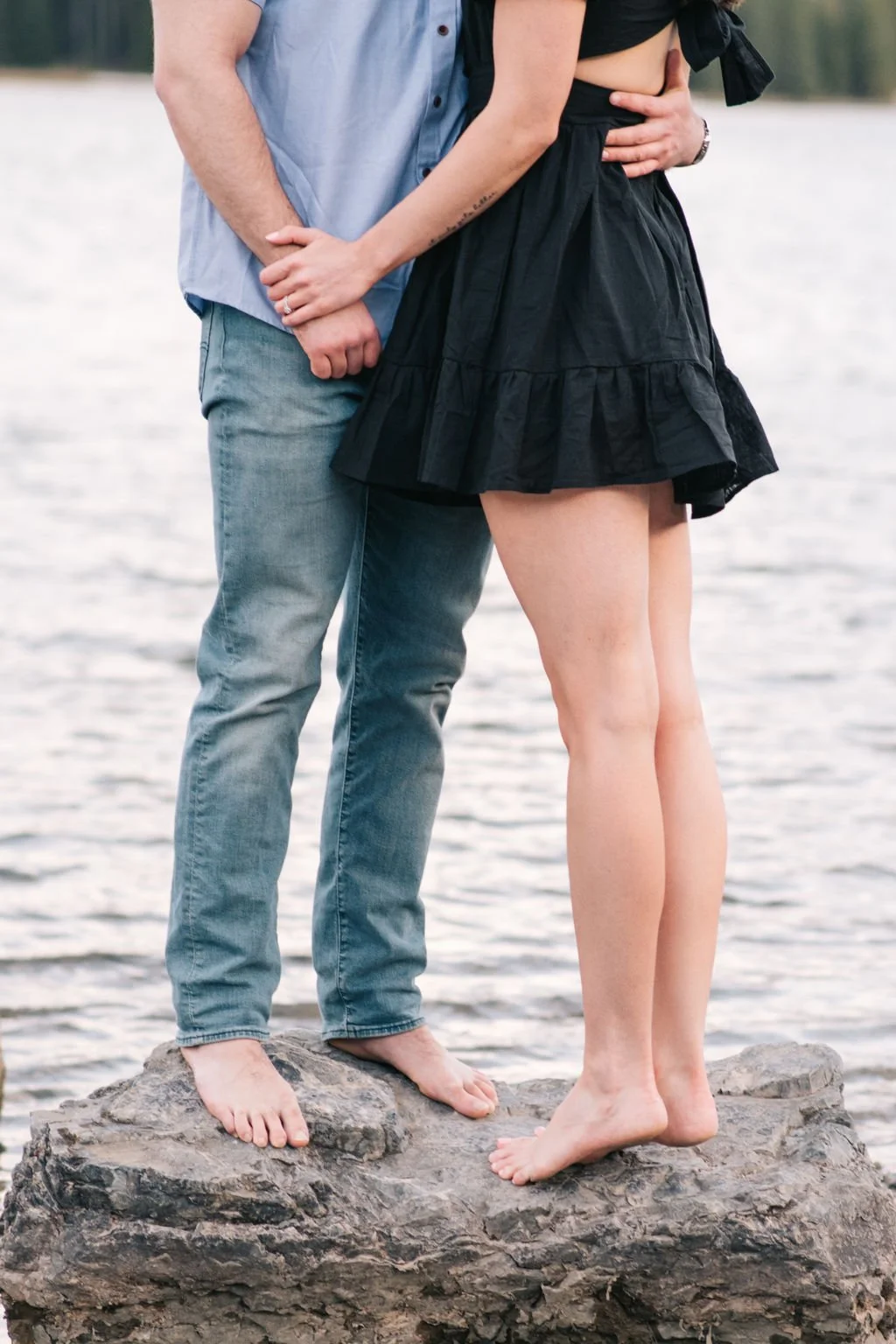 Couple's unforgettable golden hour engagement session in Banff National Park photographed by Toronto wedding photographers, Ugo Photography