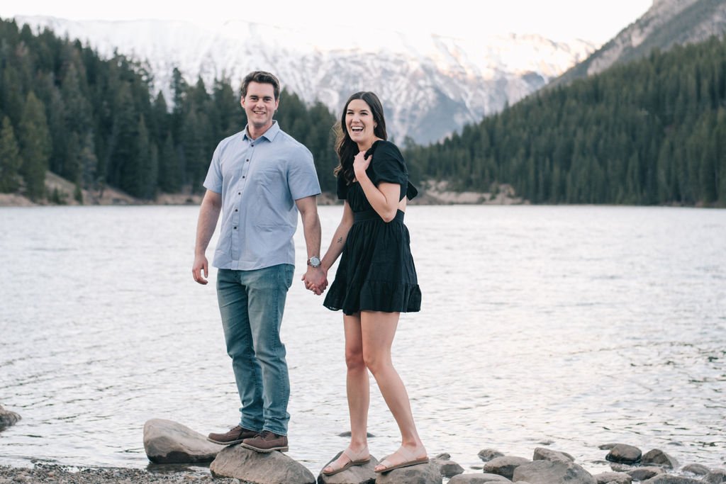 Engaged Couple's Unforgettable Sunset Engagement Session in Banff National Park photographed by Toronto Wedding Photographers, Ugo Photography