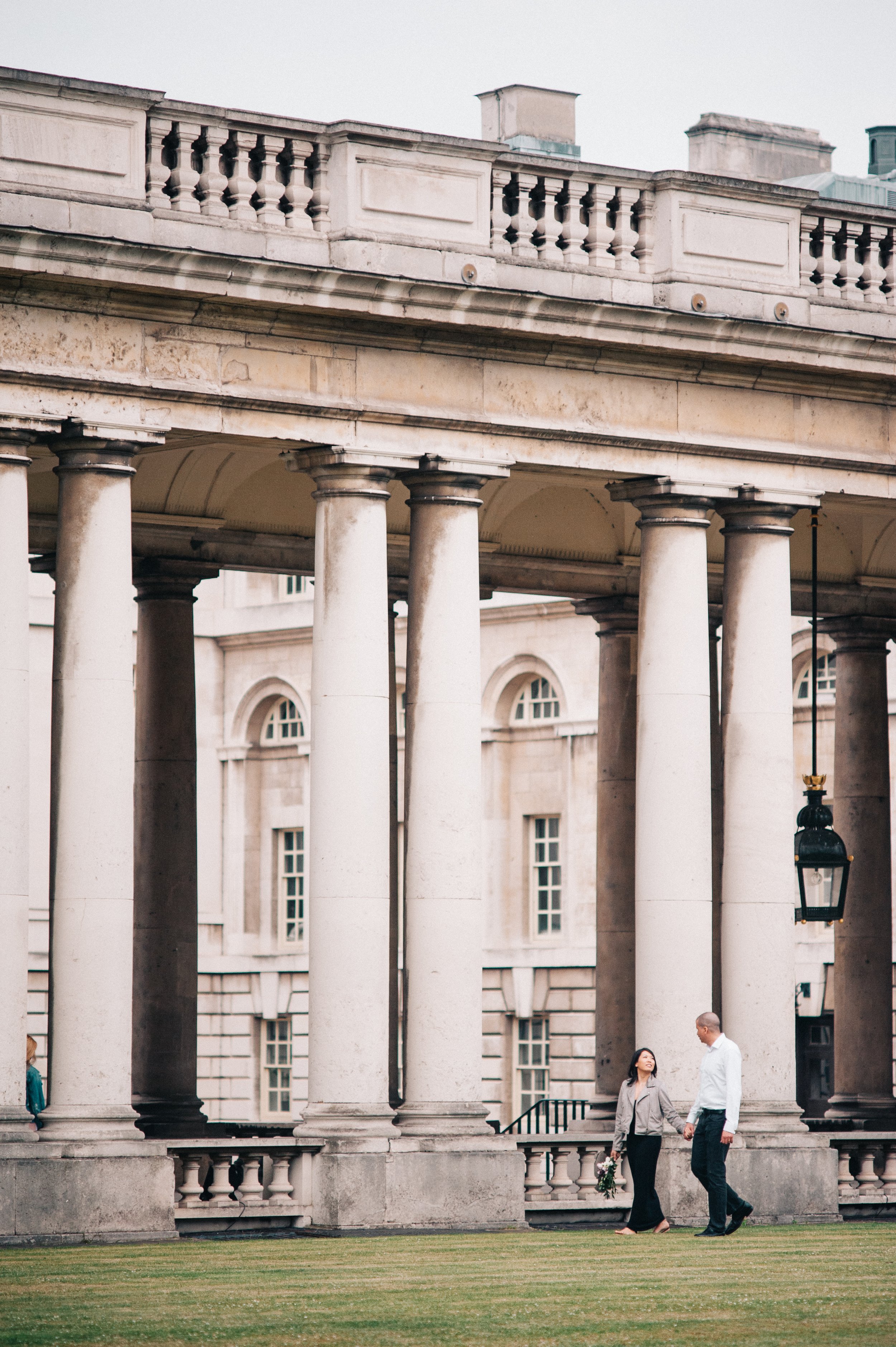 Elegant engagement session at the Old Royal Navy College in Central London, UK photographed by European destination wedding photographers, Ugo Photography
