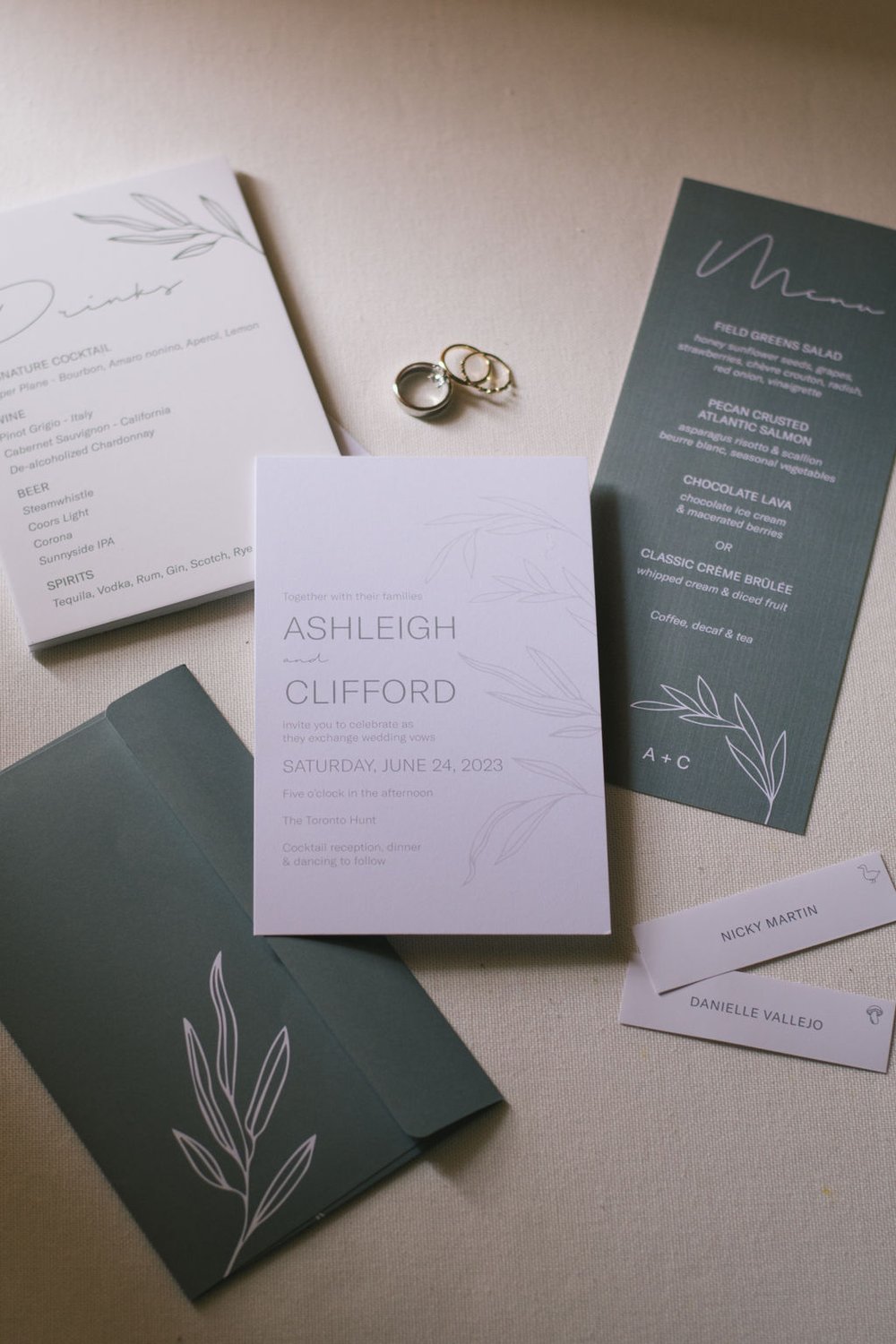 Custom wedding invitation suite for couple's elegant Toronto Hunt Club wedding