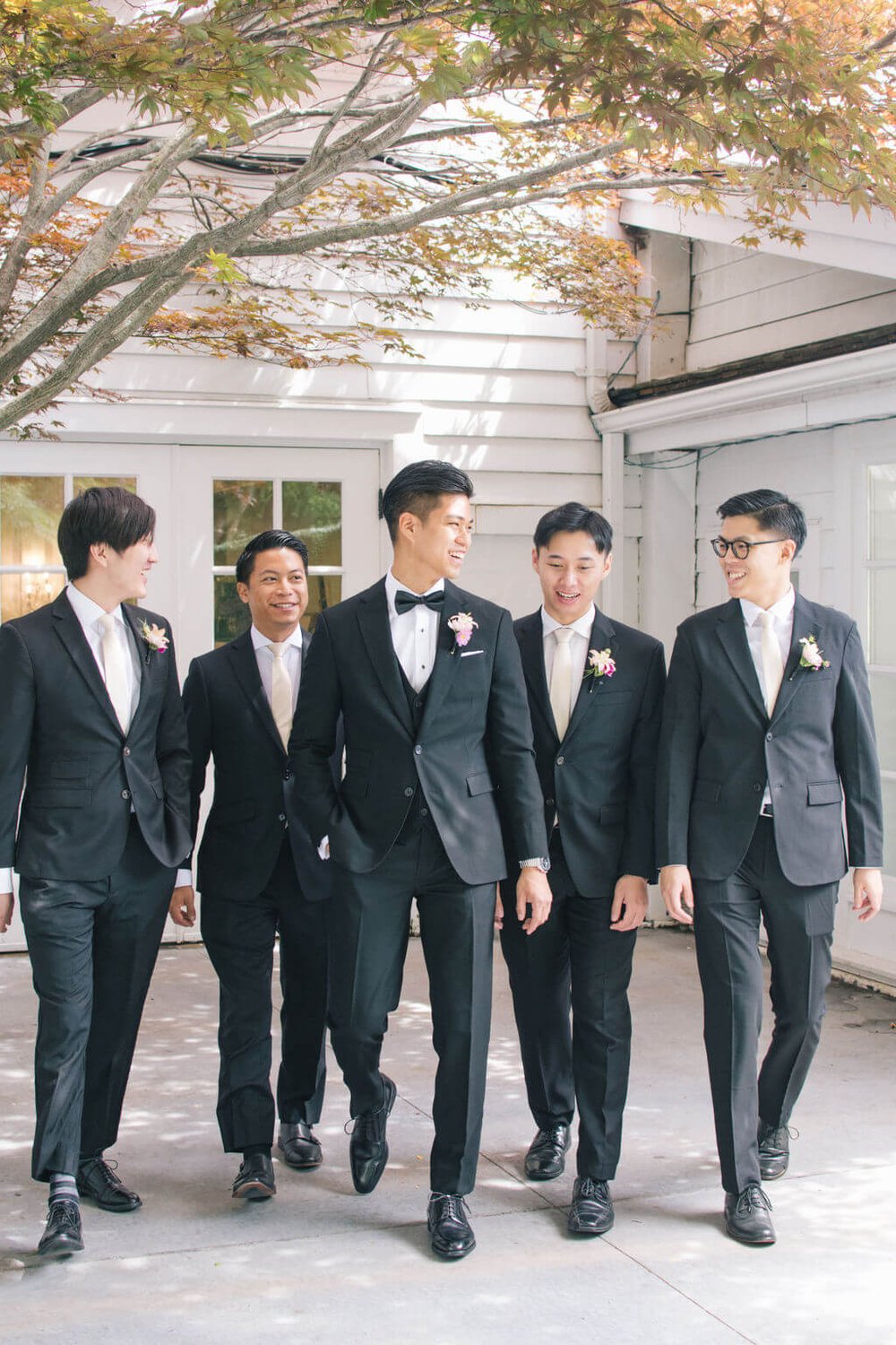 Black Tie groom style for bride and groom's modern wedding at The Doctor's House