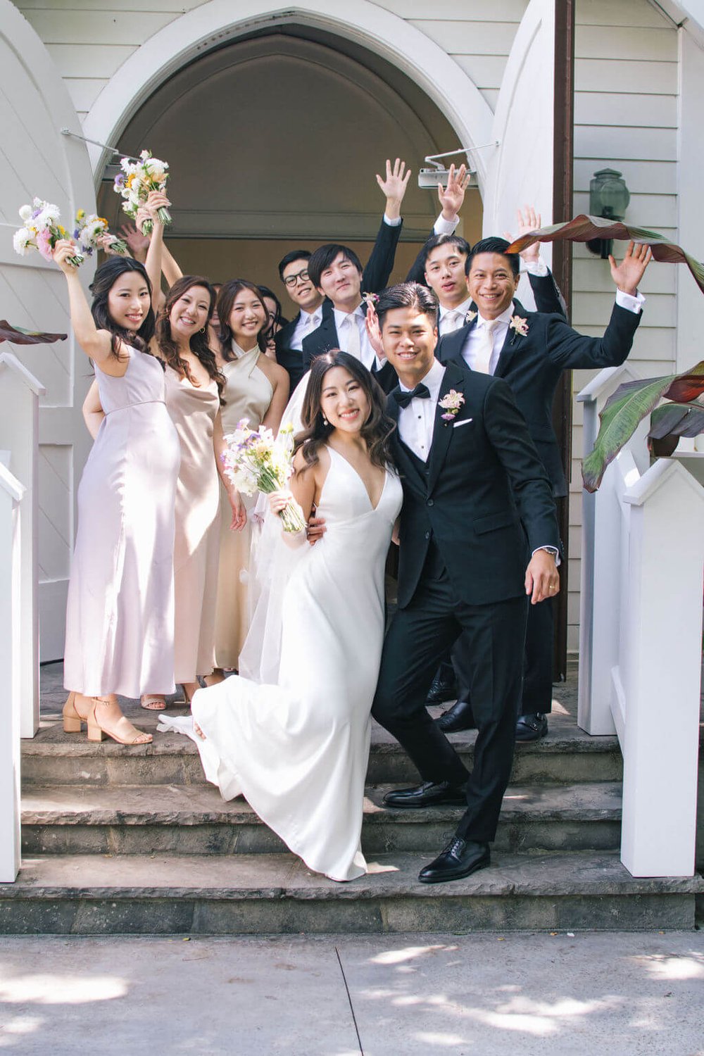 Modern romance for bride and groom's chic summer wedding at The Doctor's House