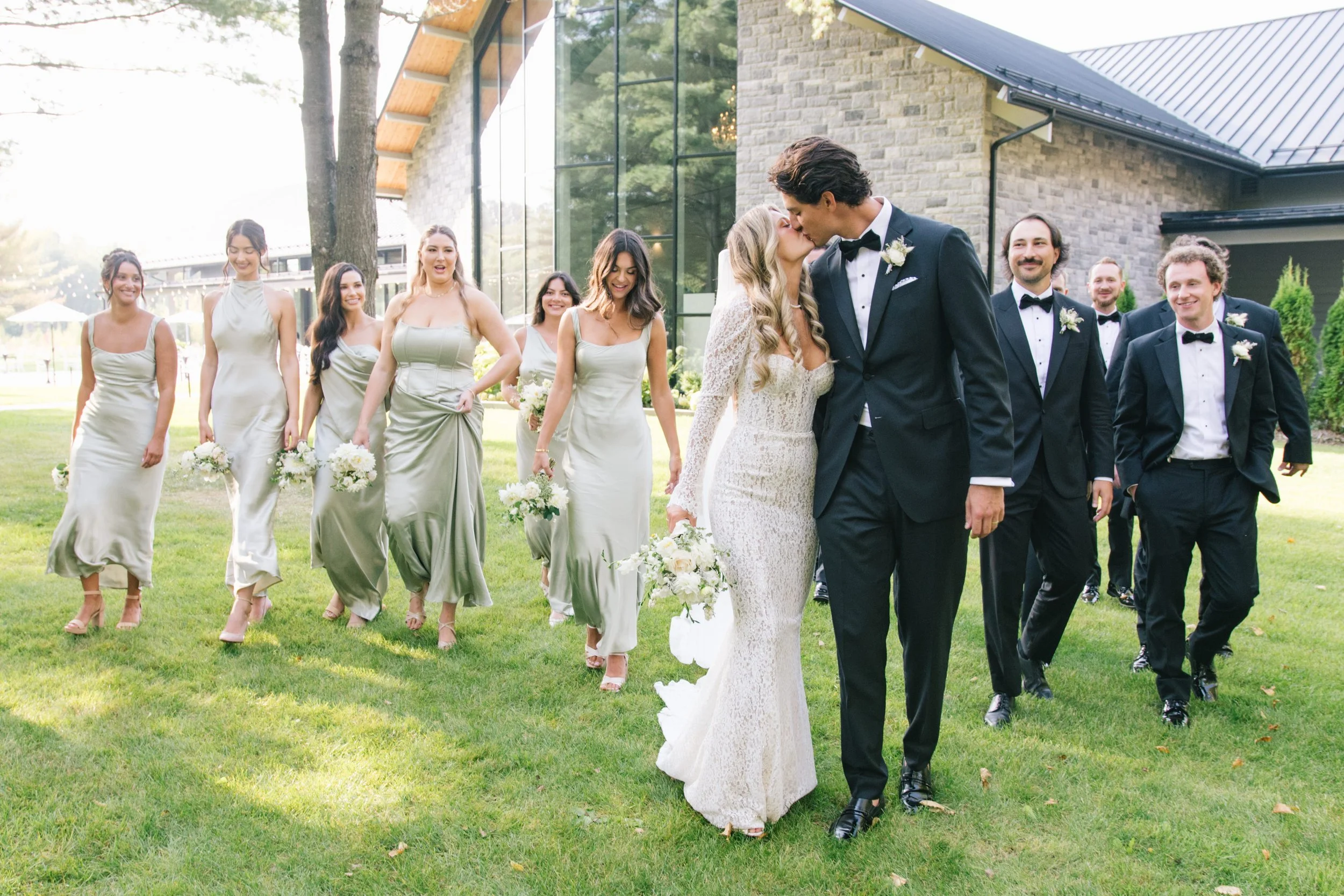 luxury-wedding-party-walk-private-estate-barrie-ontario