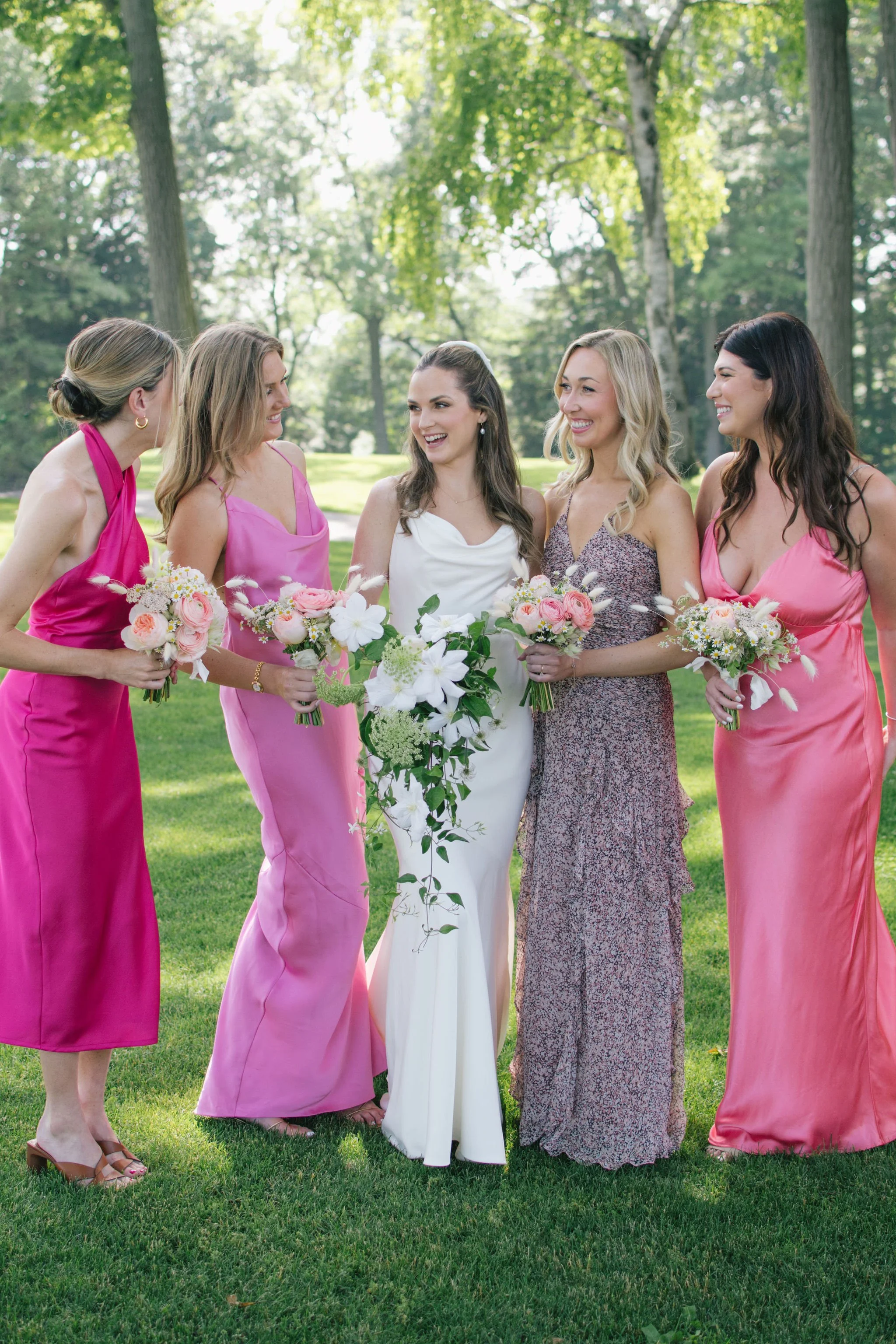 toronto-hunt-club-wedding-bride-bridesmaids-pink-dresses