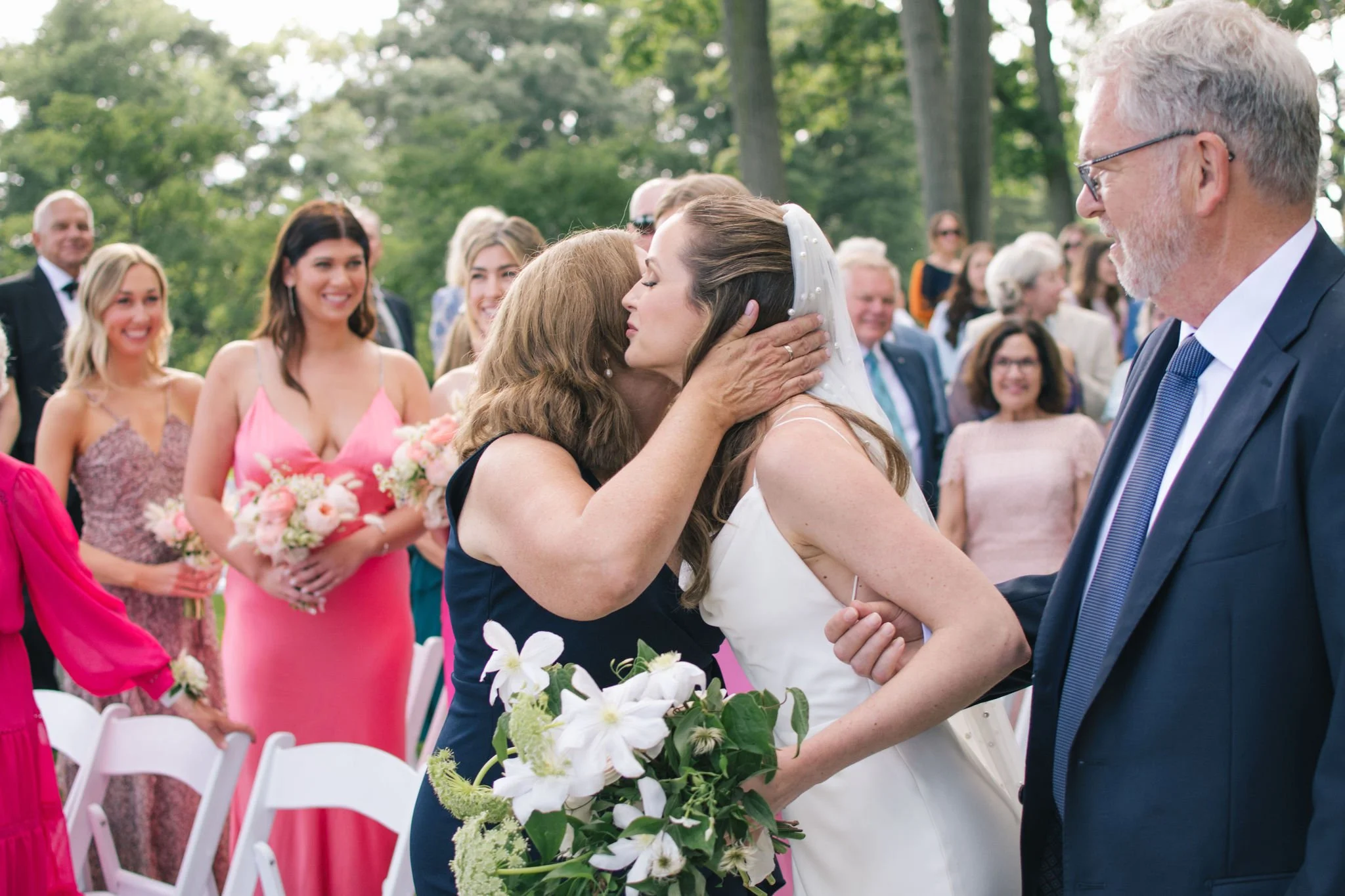 toronto-hunt-club-wedding-bride-kissing-mother-ceremony