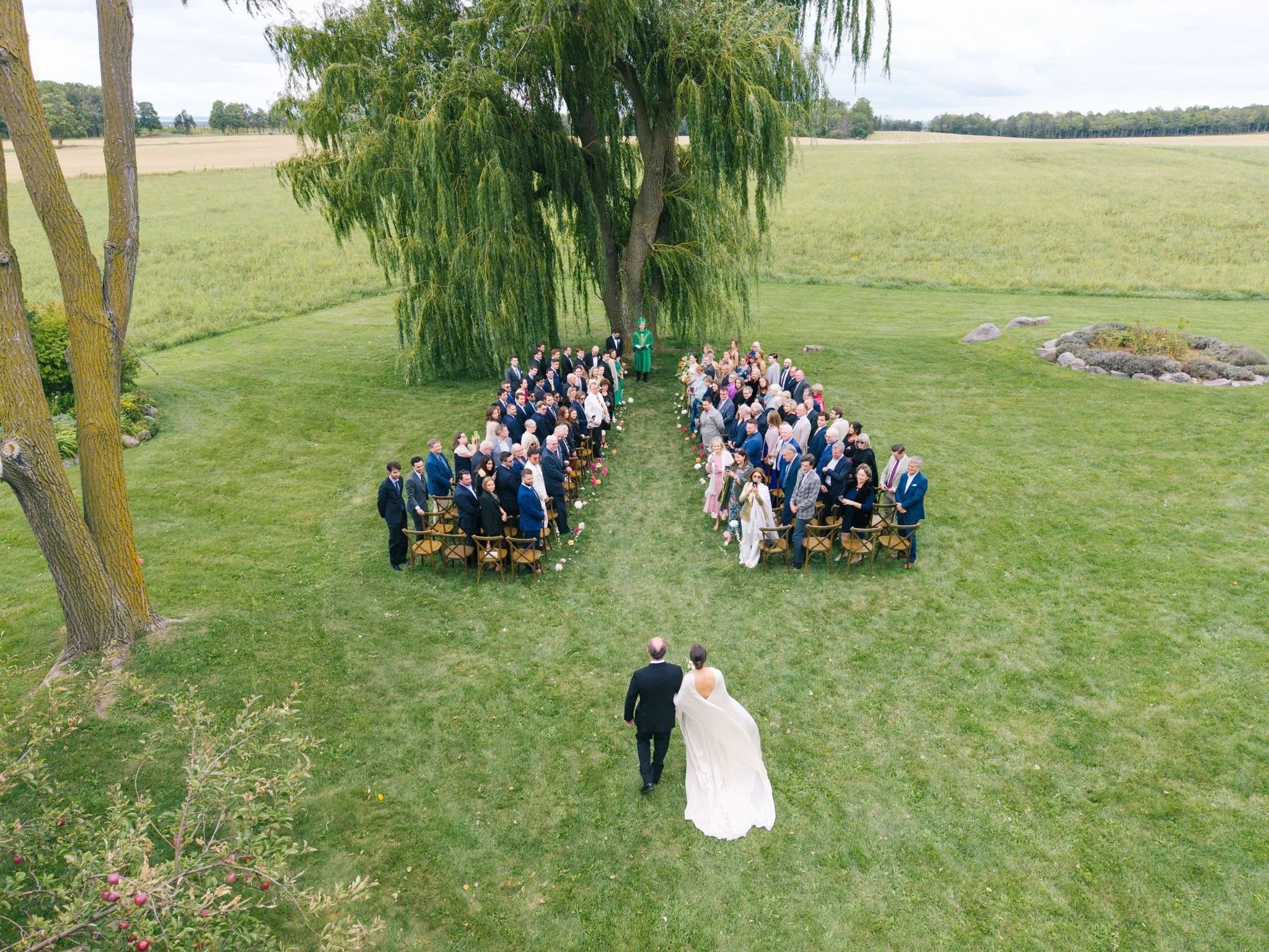 aerial-ceremony-private-estate-wedding-collingwood-ontario